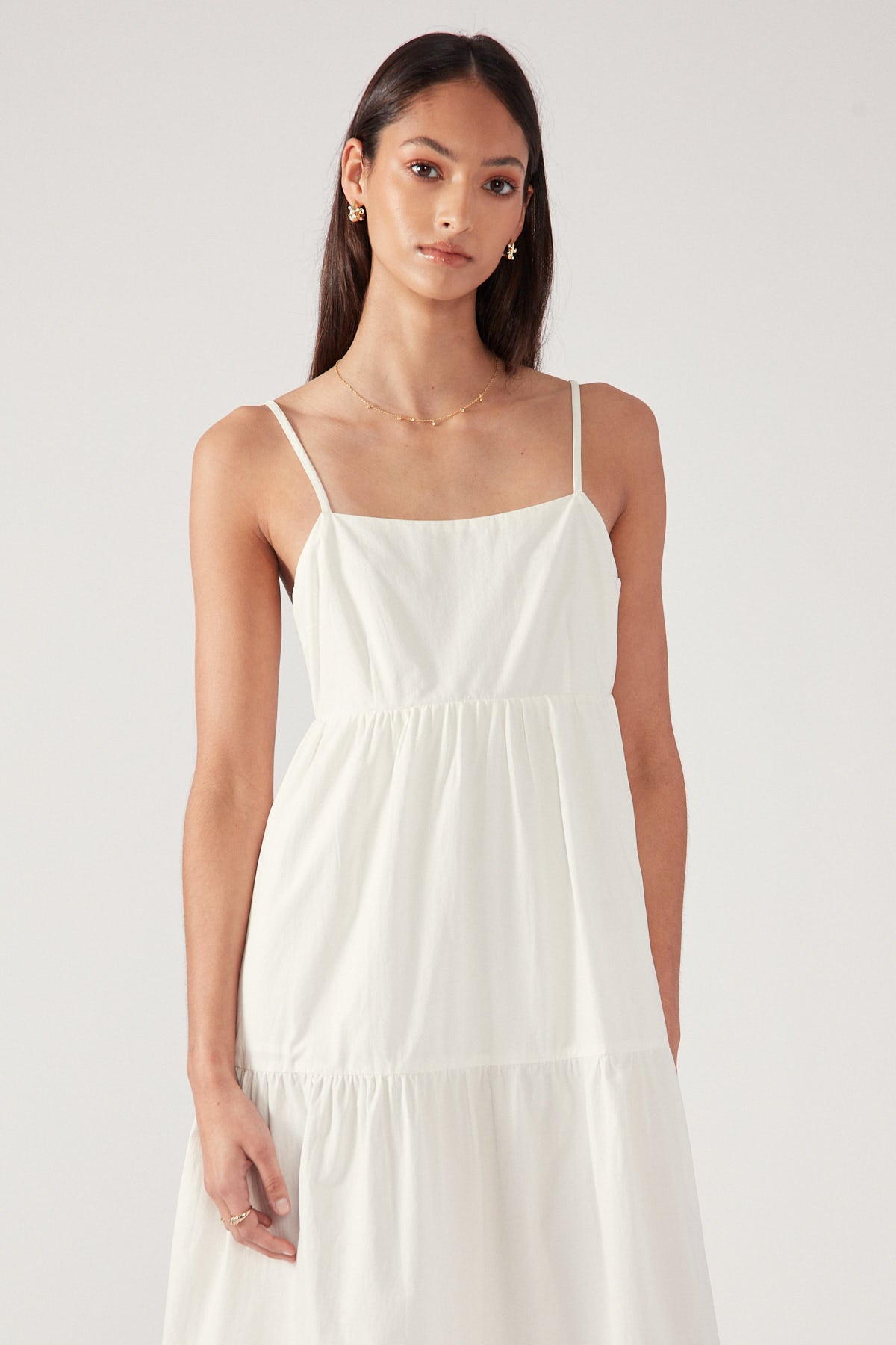 Perfect Stranger TIERED OPEN BACK MIDI DRESS Cream