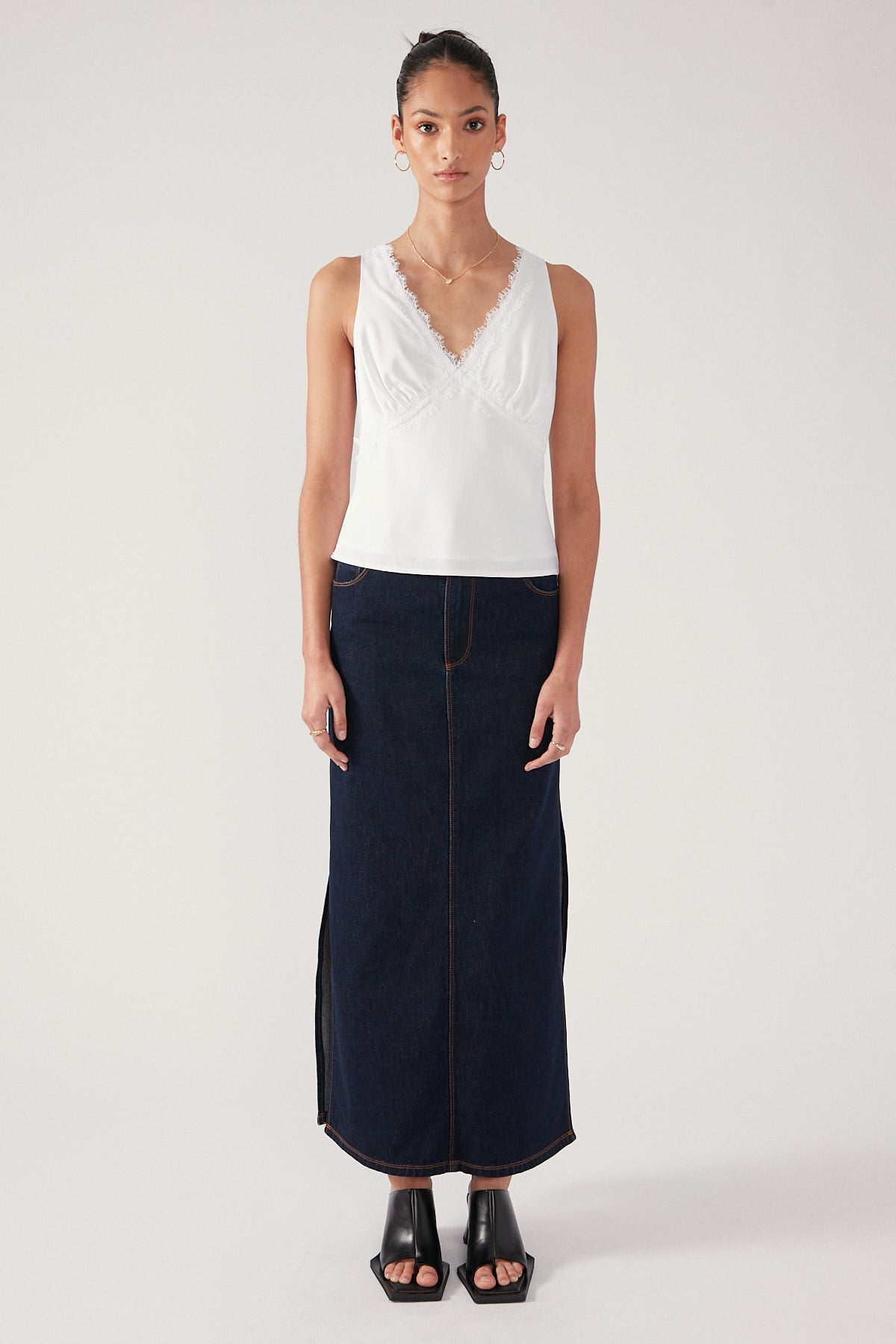 Perfect Stranger V-Neck Lace Cami Top White