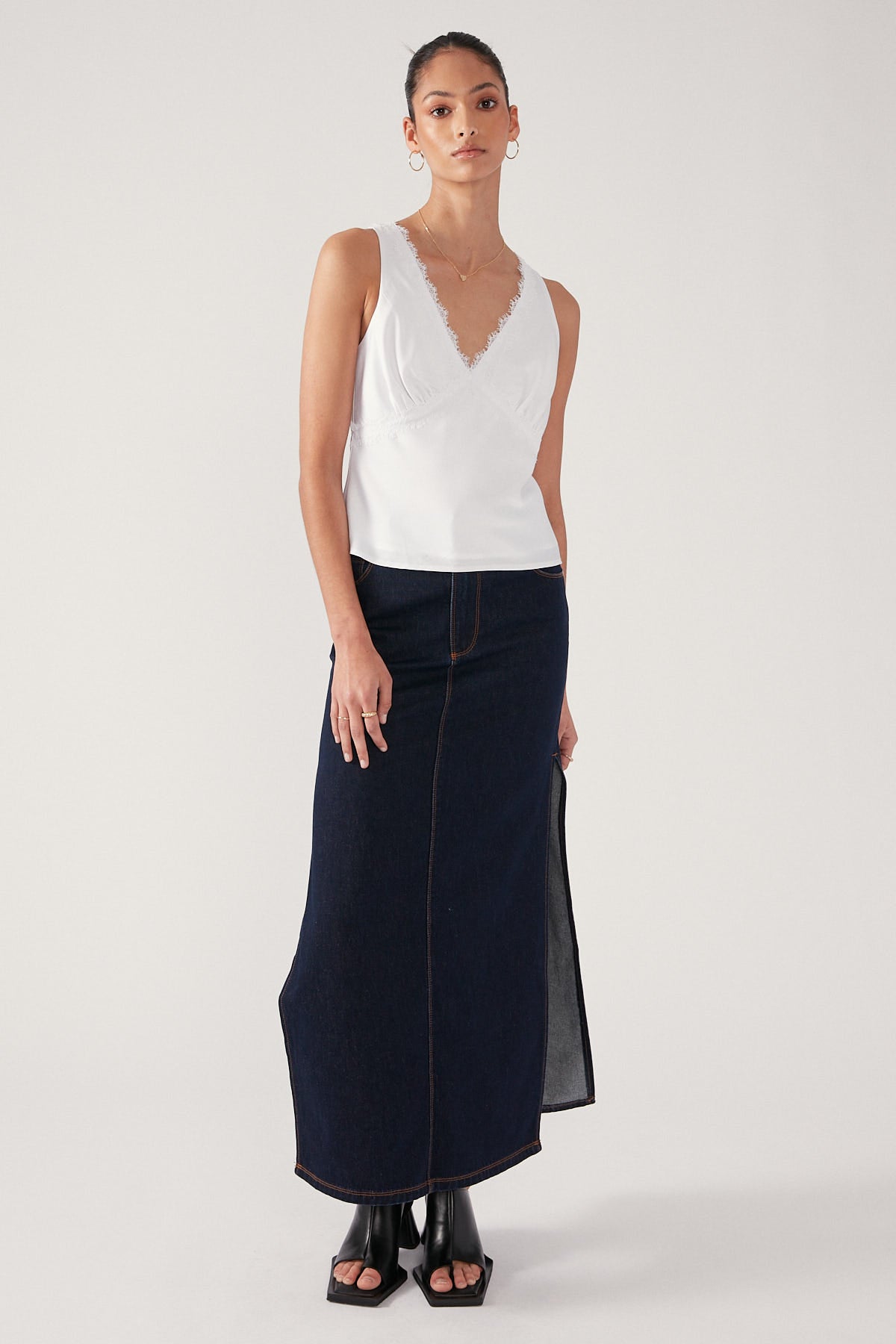 Perfect Stranger V-Neck Lace Cami Top White