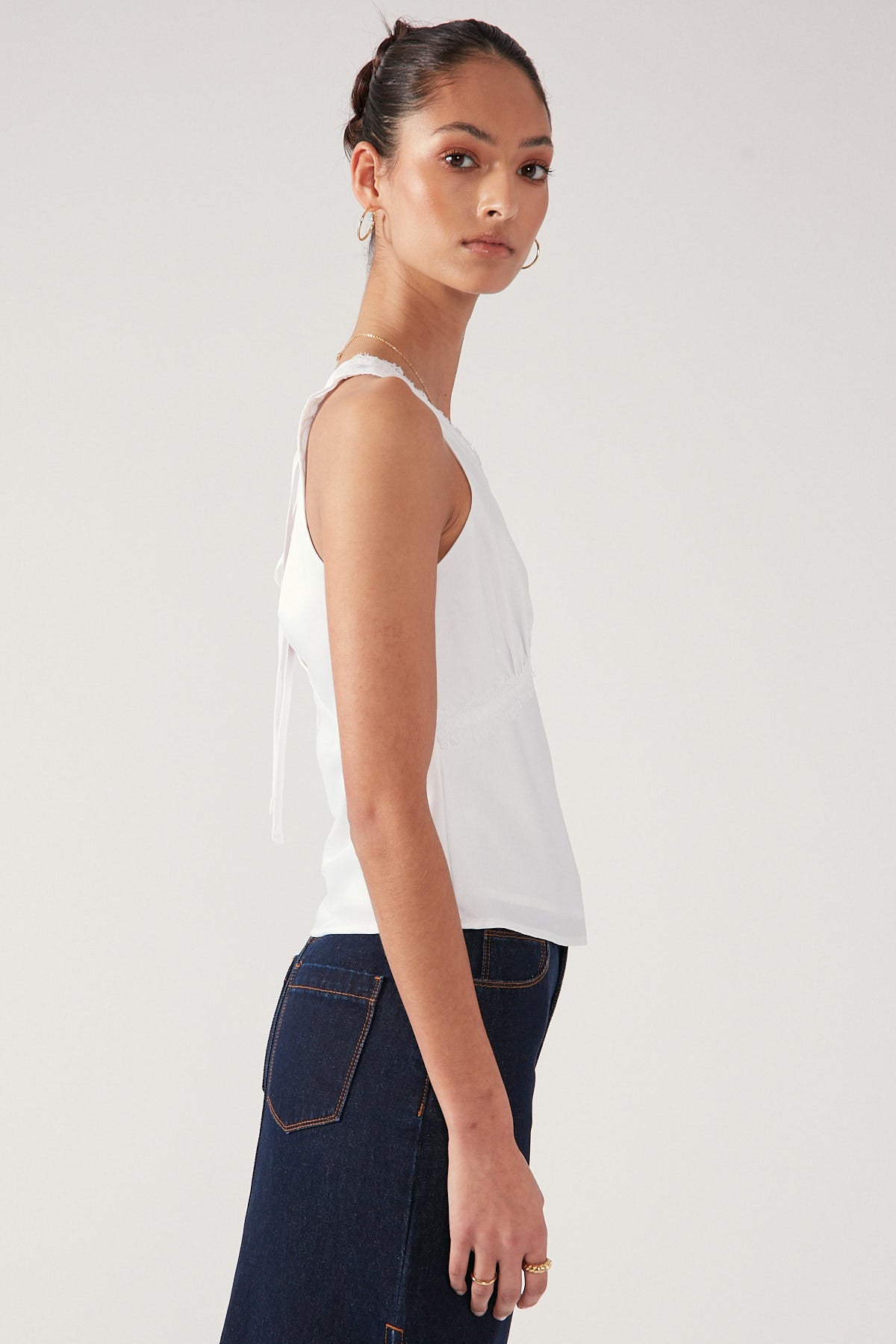 Perfect Stranger V-Neck Lace Cami Top White