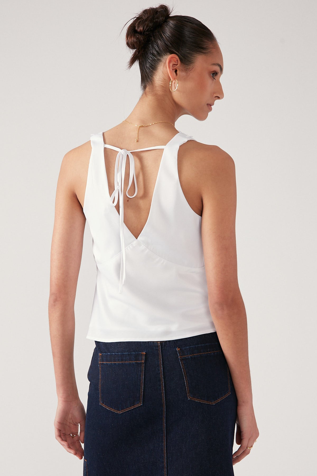 Perfect Stranger V-Neck Lace Cami Top White