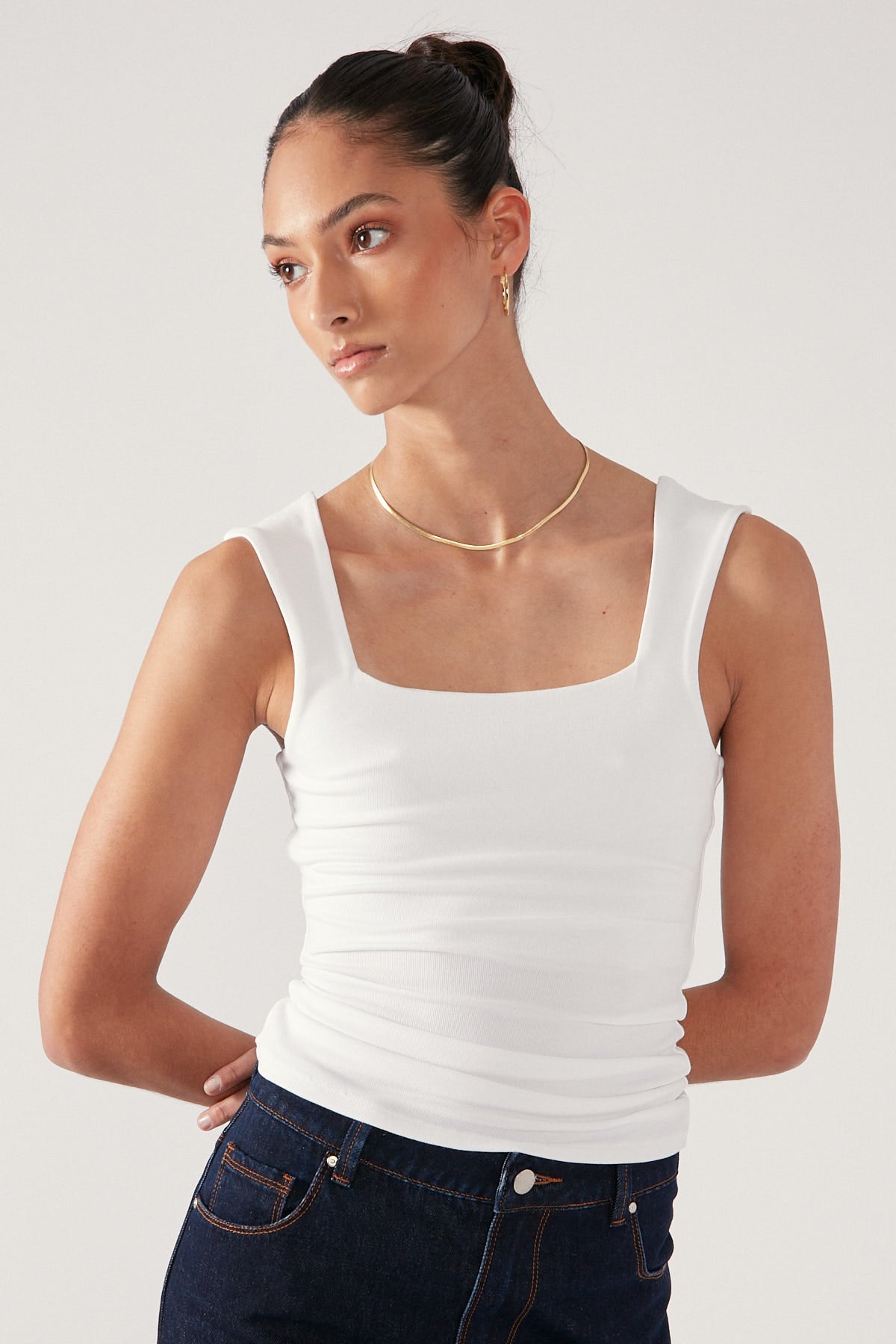 Perfect Stranger Sleek Lines Jersey Tank Top White