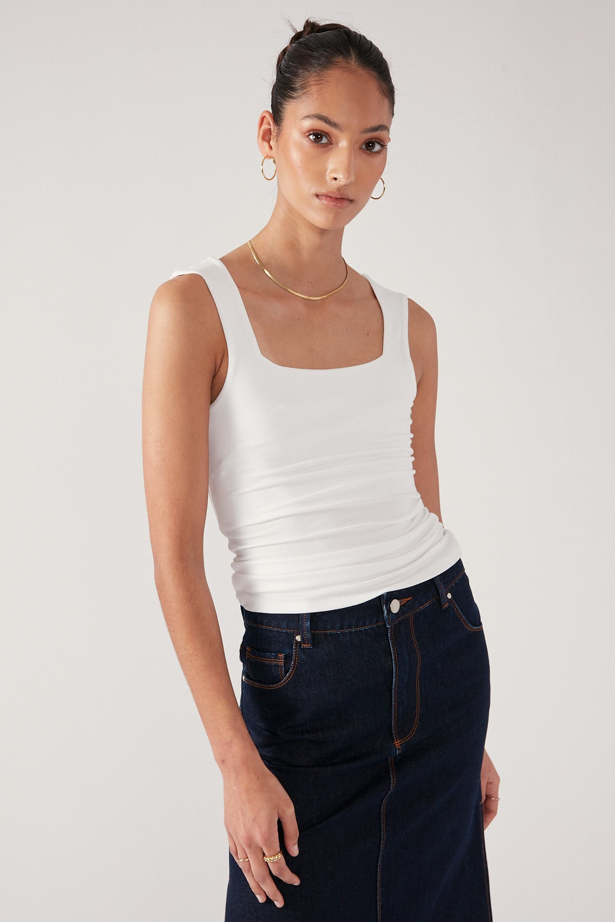 Perfect Stranger Sleek Lines Jersey Tank Top White