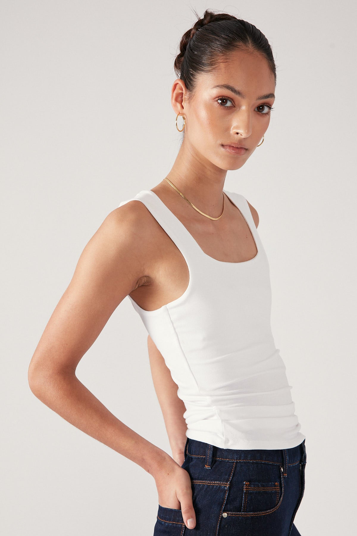 Perfect Stranger Sleek Lines Jersey Tank Top White