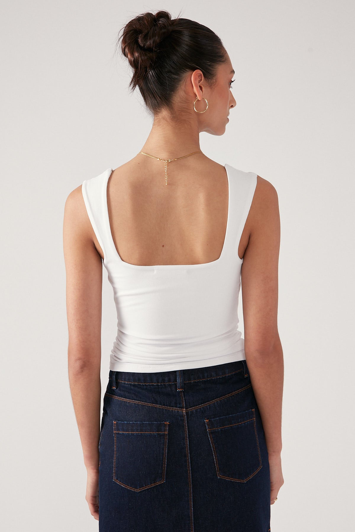 Perfect Stranger Sleek Lines Jersey Tank Top White