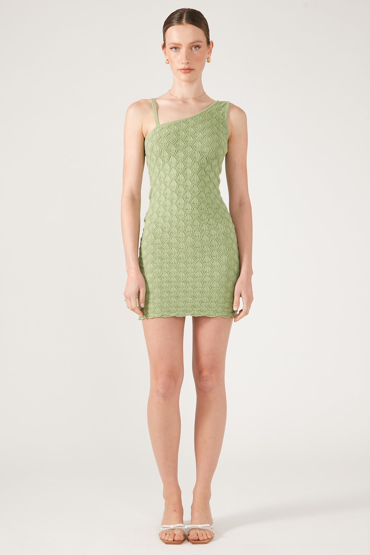Perfect Stranger Golden Hour Crochet Mini Dress Green