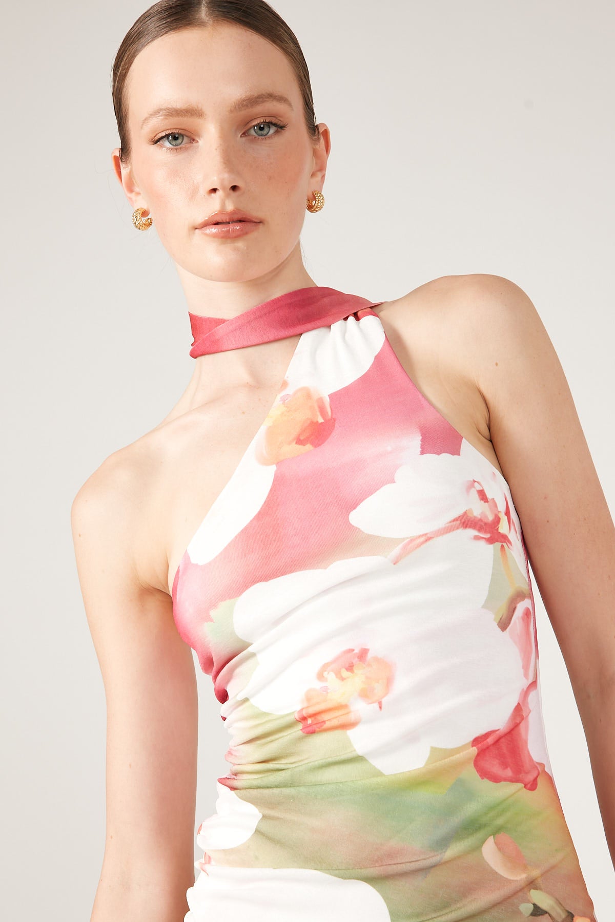 Perfect Stranger Orchid Oasis Draped Mini Dress Multi