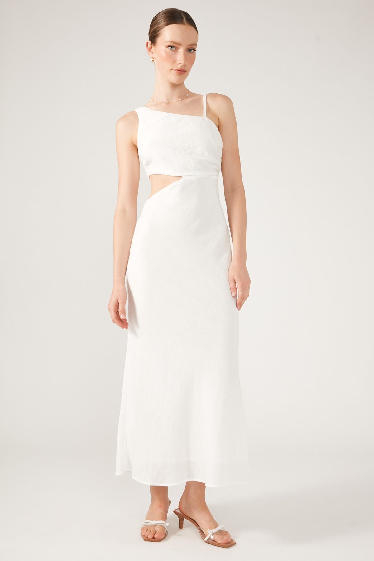 Perfect Stranger Dominique Elissa Golden Hour Textured Midi Dress White