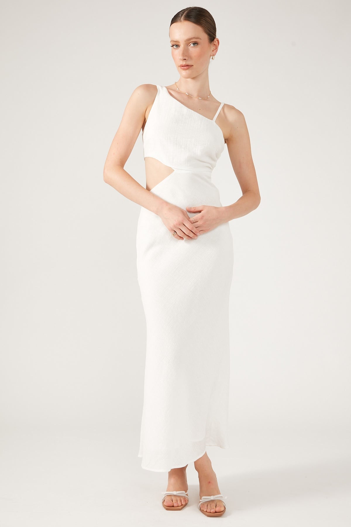 Perfect Stranger Dominique Elissa Golden Hour Textured Midi Dress White