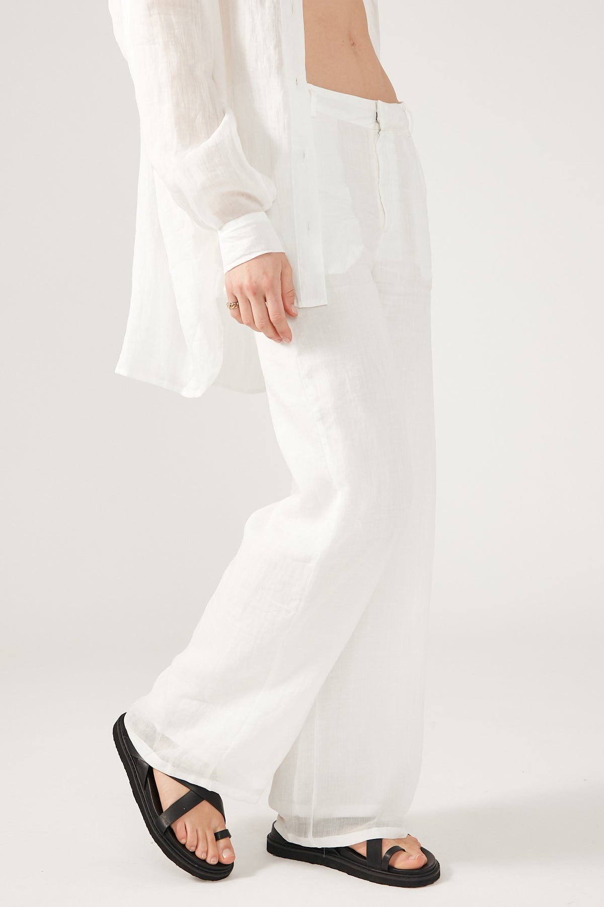 Perfect Stranger Dominique Elissa Golden Hour Sheer Pant White