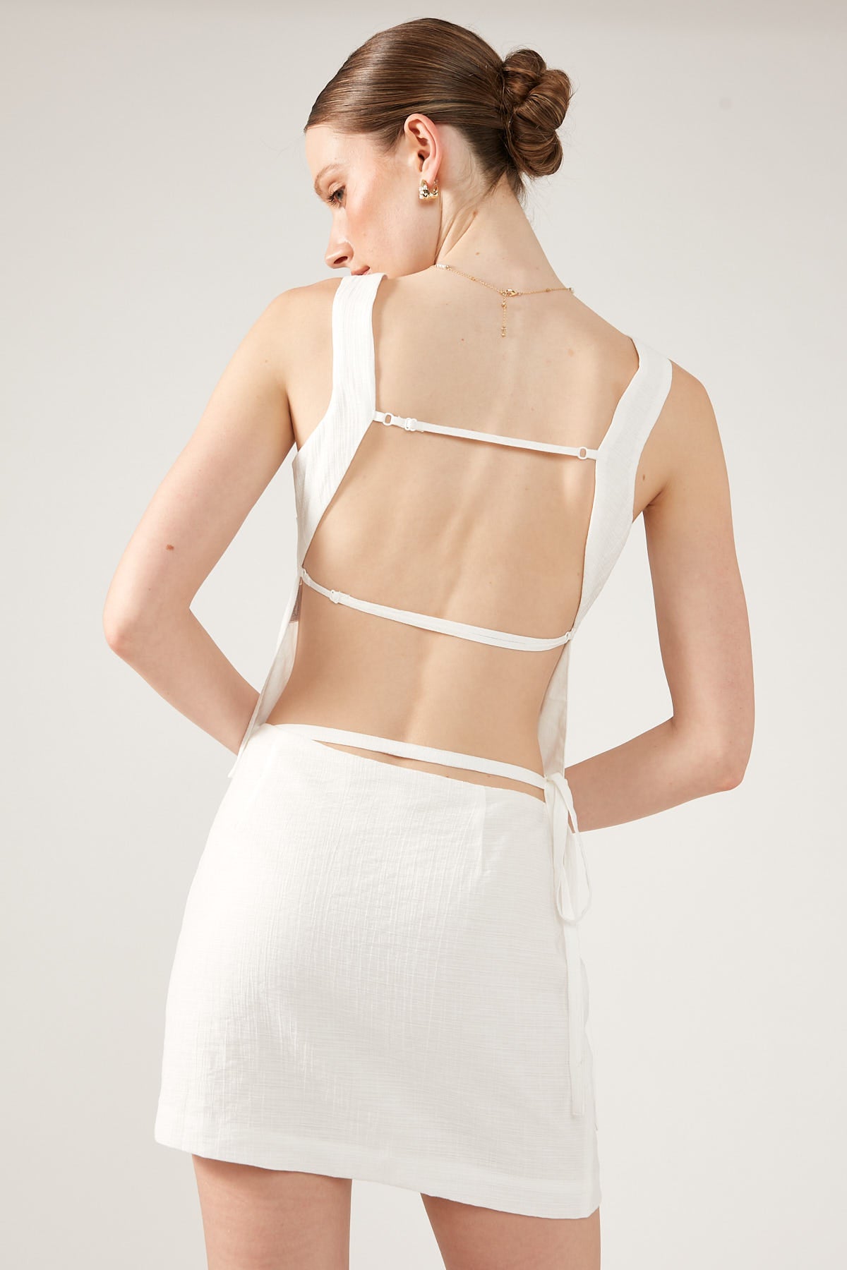 Perfect Stranger Golden Hour Tie Side Mini Skirt White