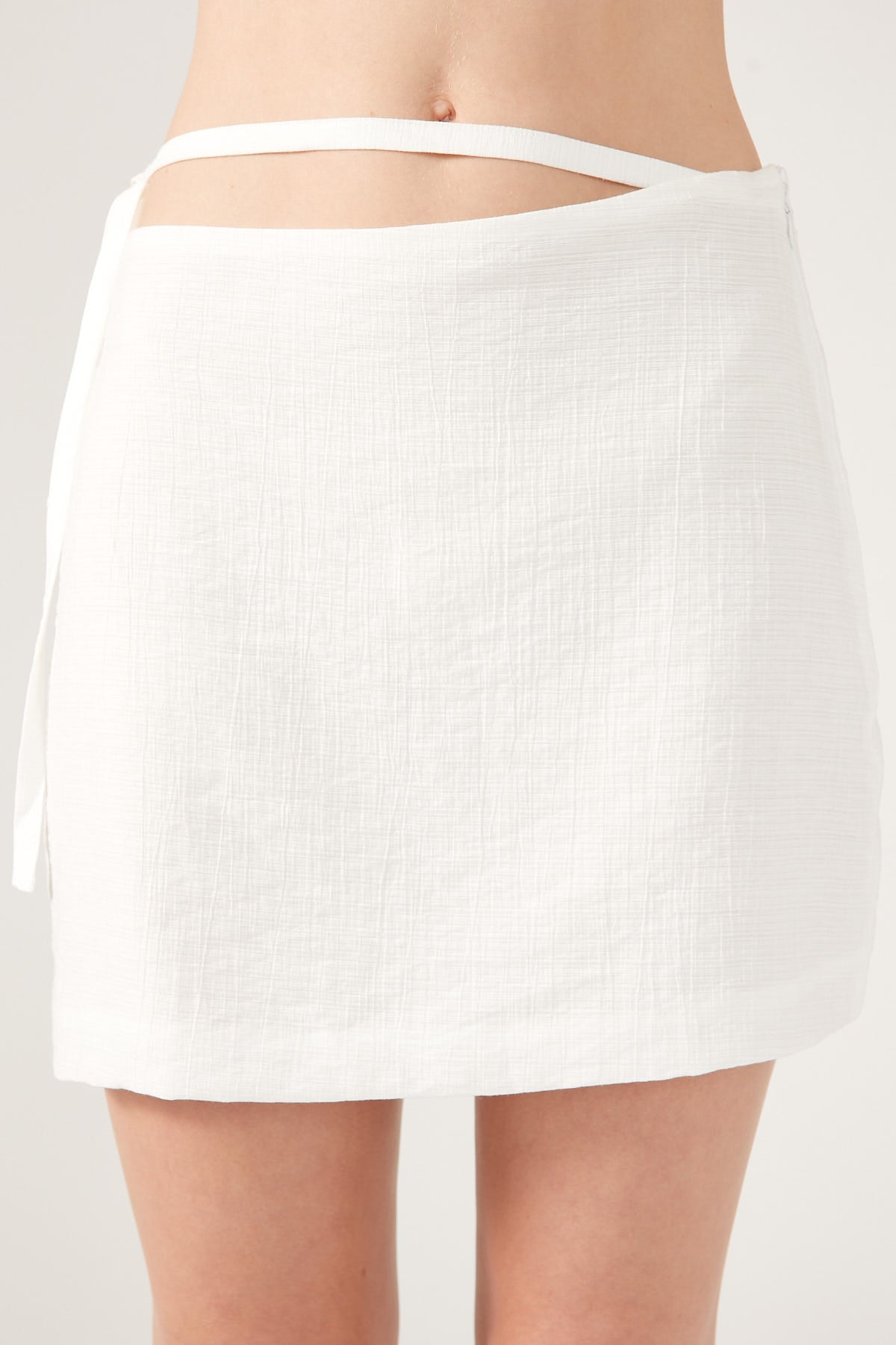 Perfect Stranger Golden Hour Tie Side Mini Skirt White