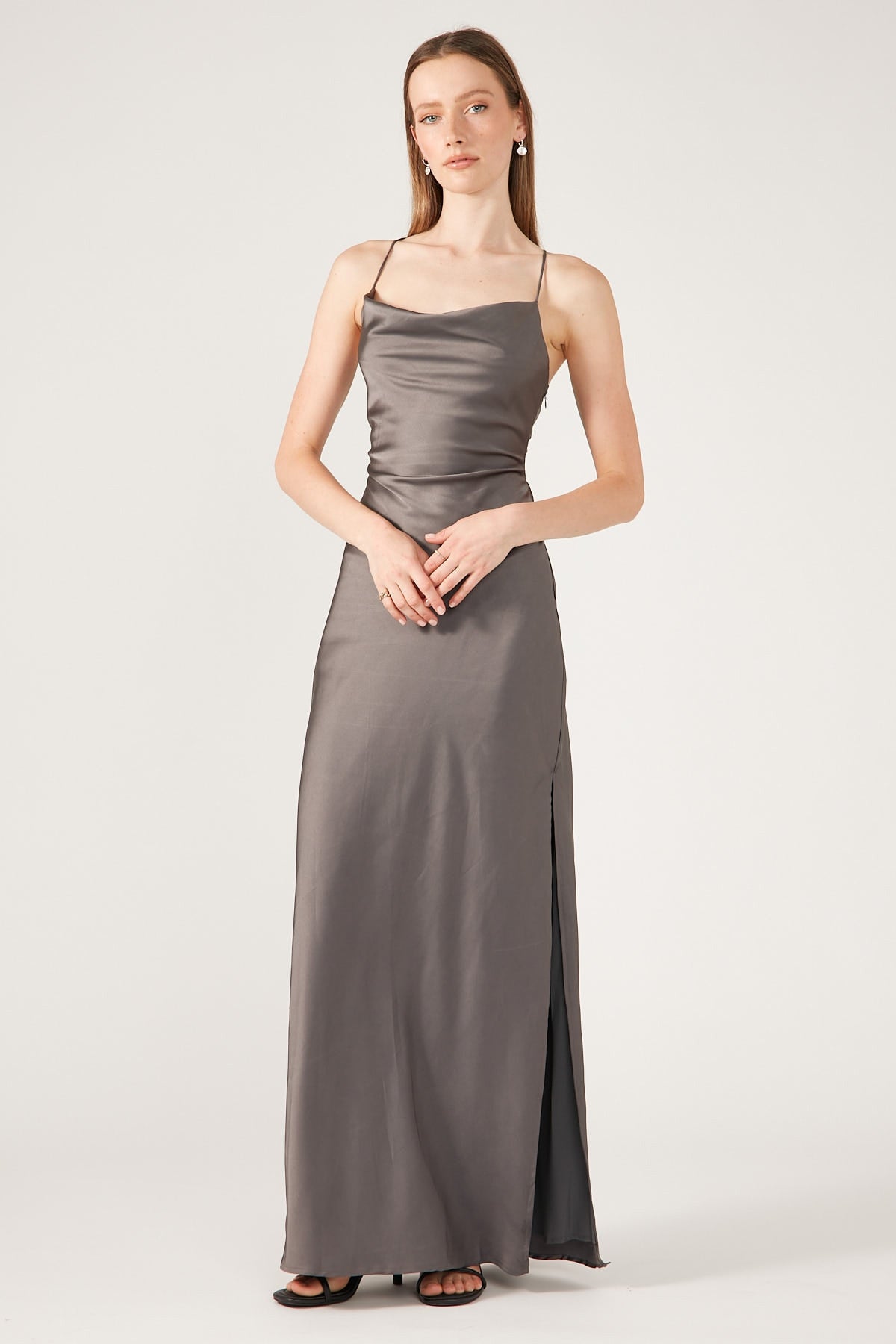 Perfect Stranger Evie Recycled Maxi Dress - Charcoal Charcoal
