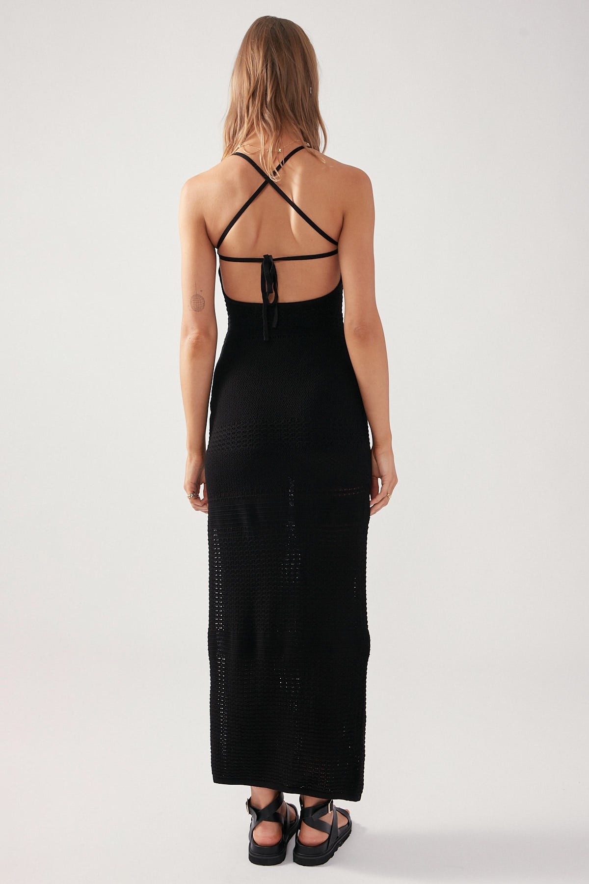 Perfect Stranger Soleil Crochet Midi Dress Black
