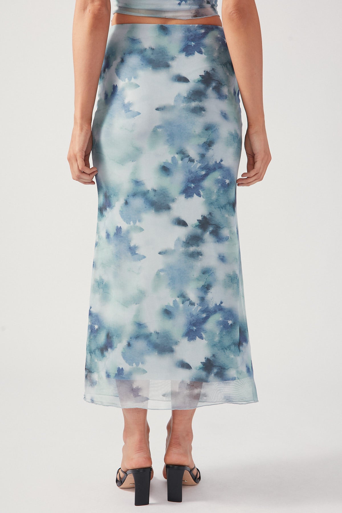 Perfect Stranger Celestial Bloom Mesh Maxi Skirt Multi Colour
