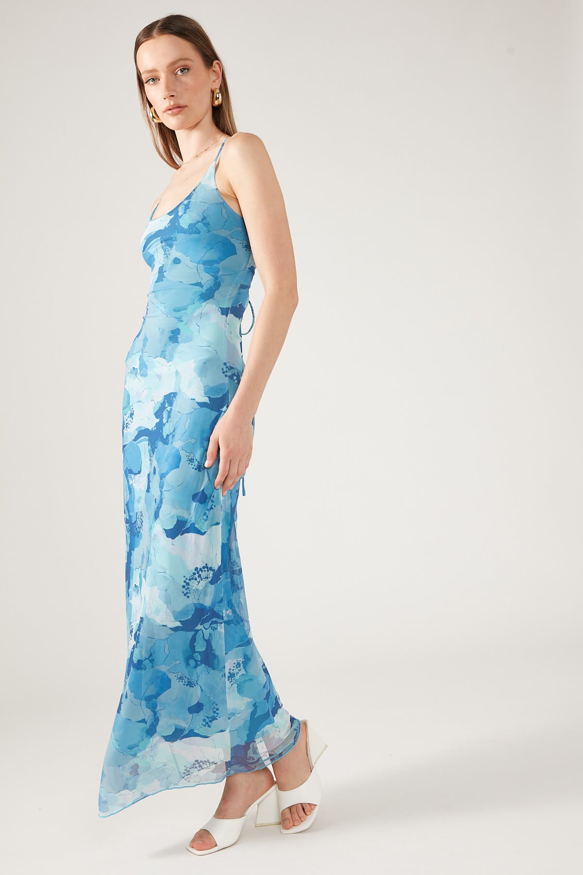 Perfect Stranger Romantic Blues Recycled Mesh Dress Blue Print