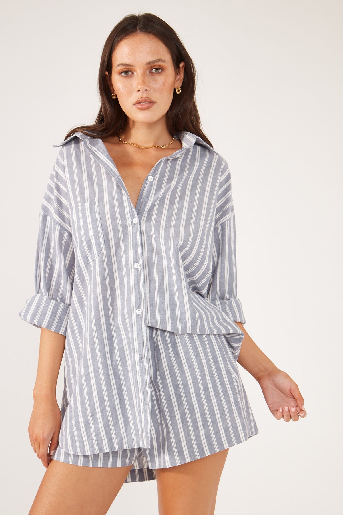 Perfect Stranger Khalo Striped Drawcord Short Blue Stripe