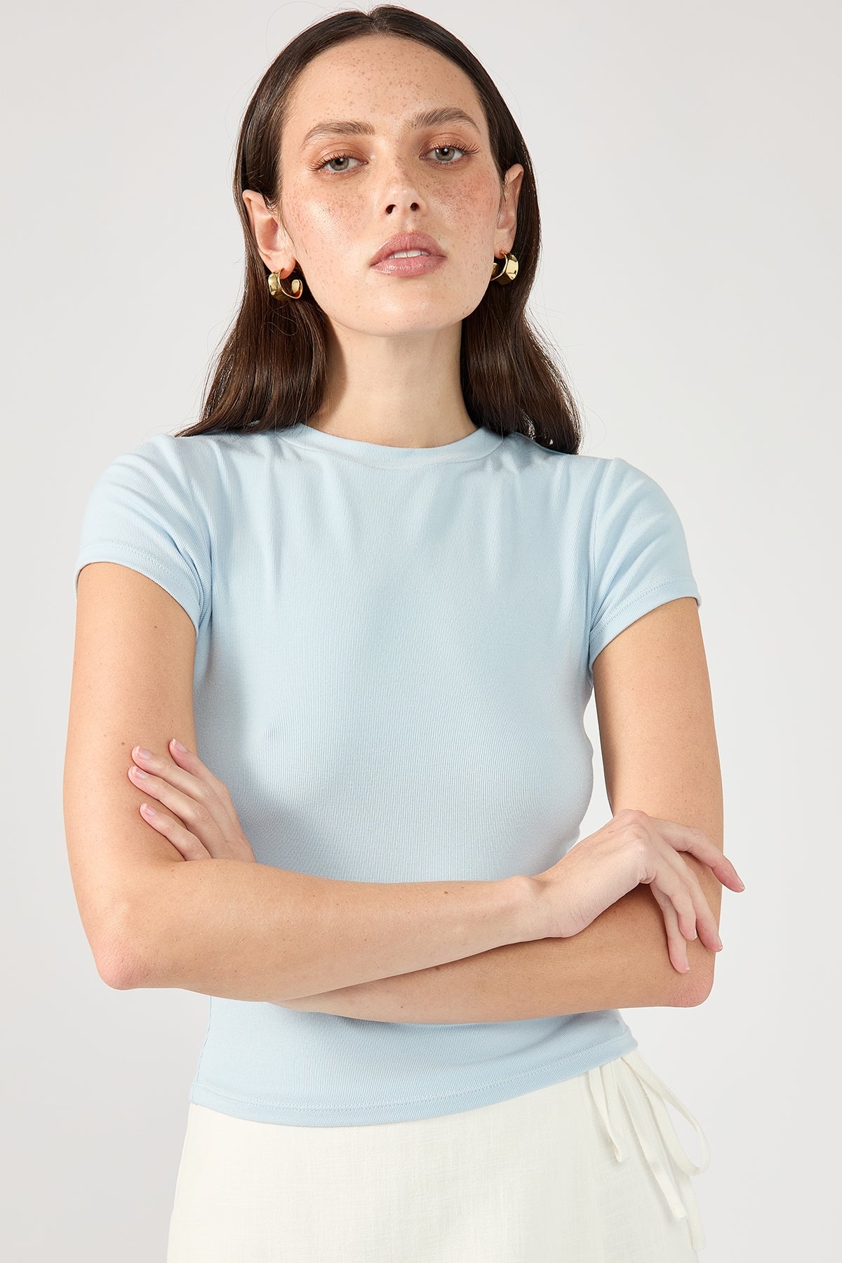 Perfect Stranger Cap Sleeve Tee Sky Blue