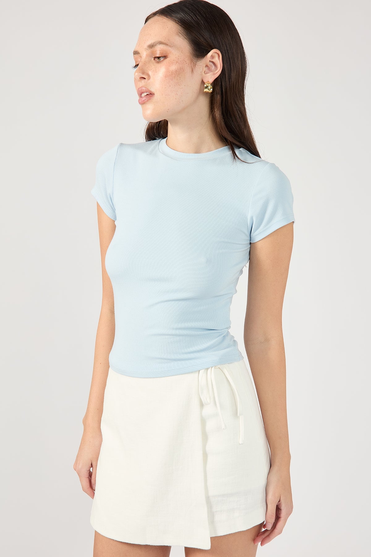 Perfect Stranger Cap Sleeve Tee Sky Blue