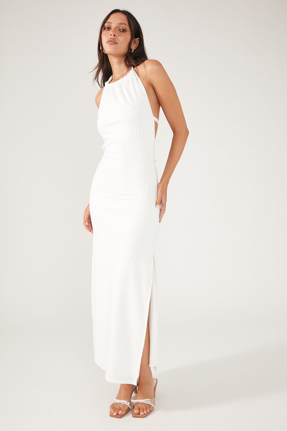 Perfect Stranger Cays Textured Midi Dress Cream