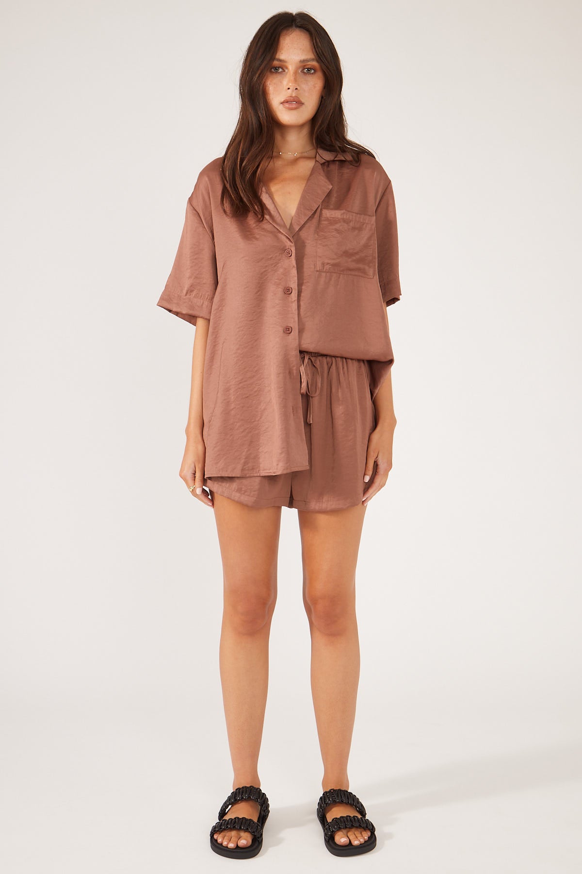 Perfect Stranger Rico Elastic Waist Short Brown