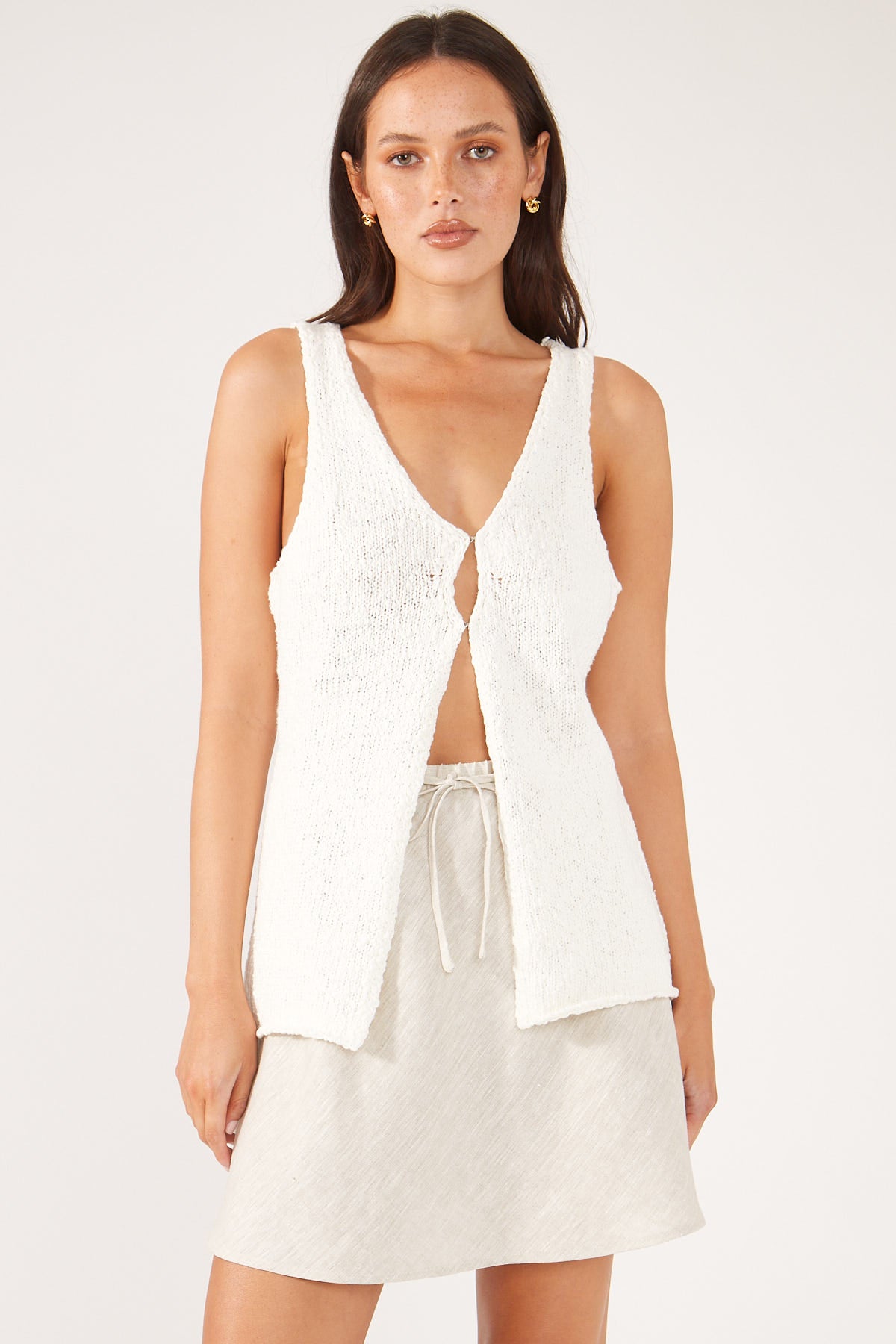 Perfect Stranger Tobago Knitted Vest White