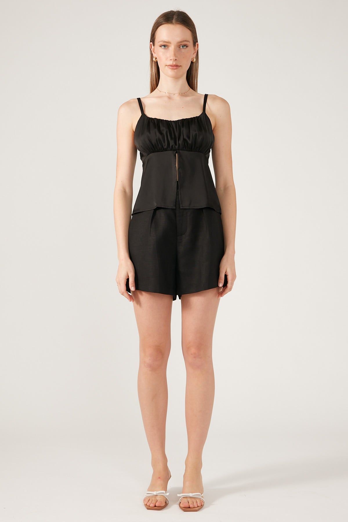 Perfect Stranger Wendy Open Front Cami Top Black