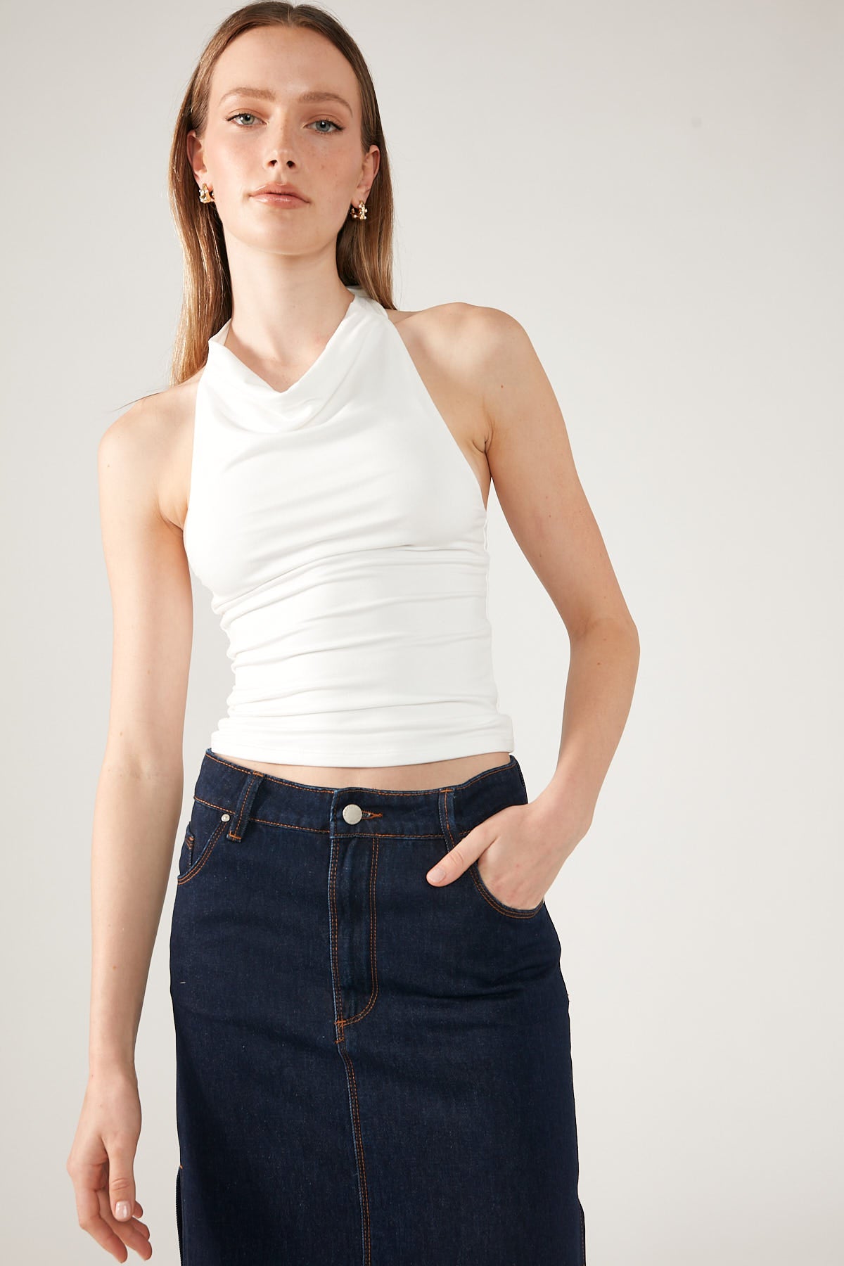 Perfect Stranger Gemma Halter Neck Top White