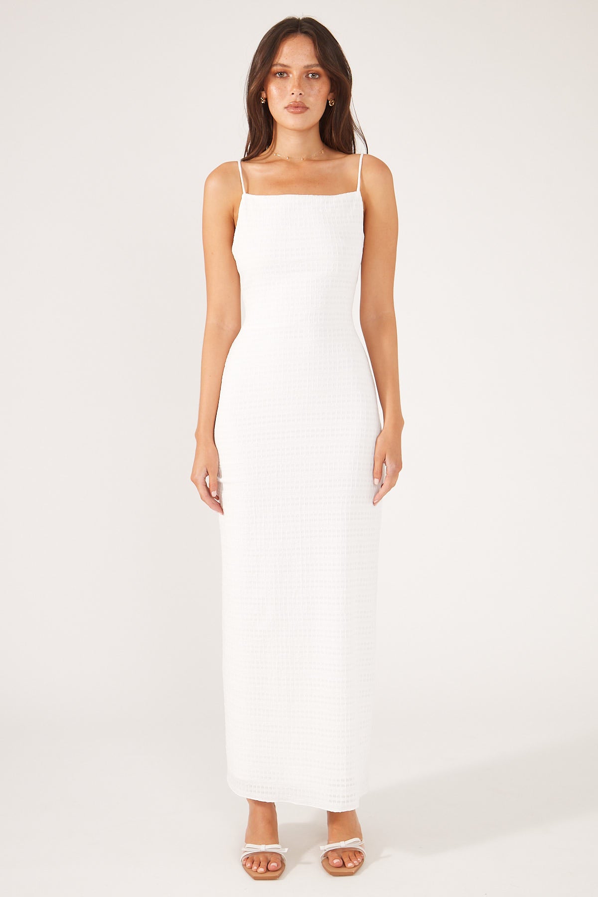 Perfect Stranger Chateau Lace Up Back Midi Dress White