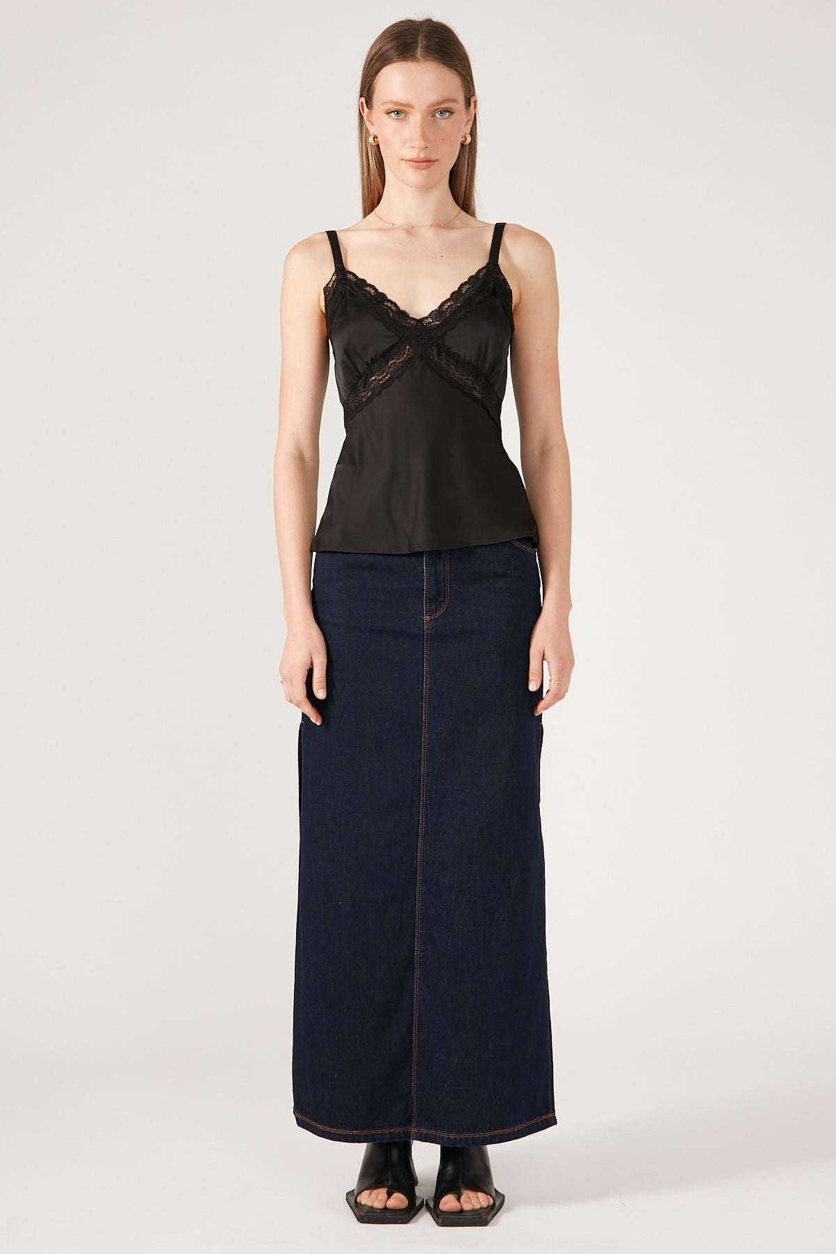 Perfect Stranger Lennie Lace Satin Top Black