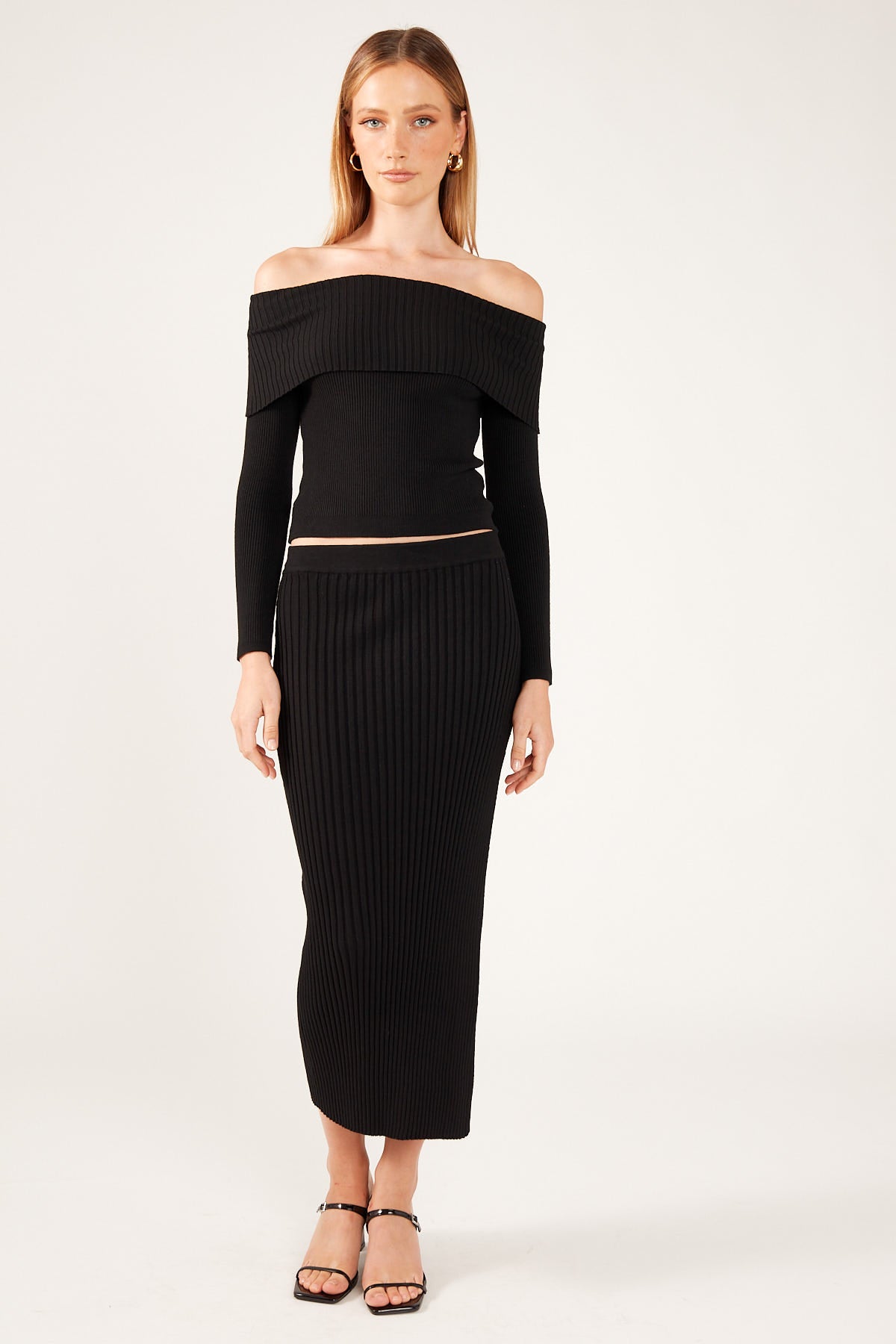 Perfect Stranger Lina Knit Midi Skirt Black