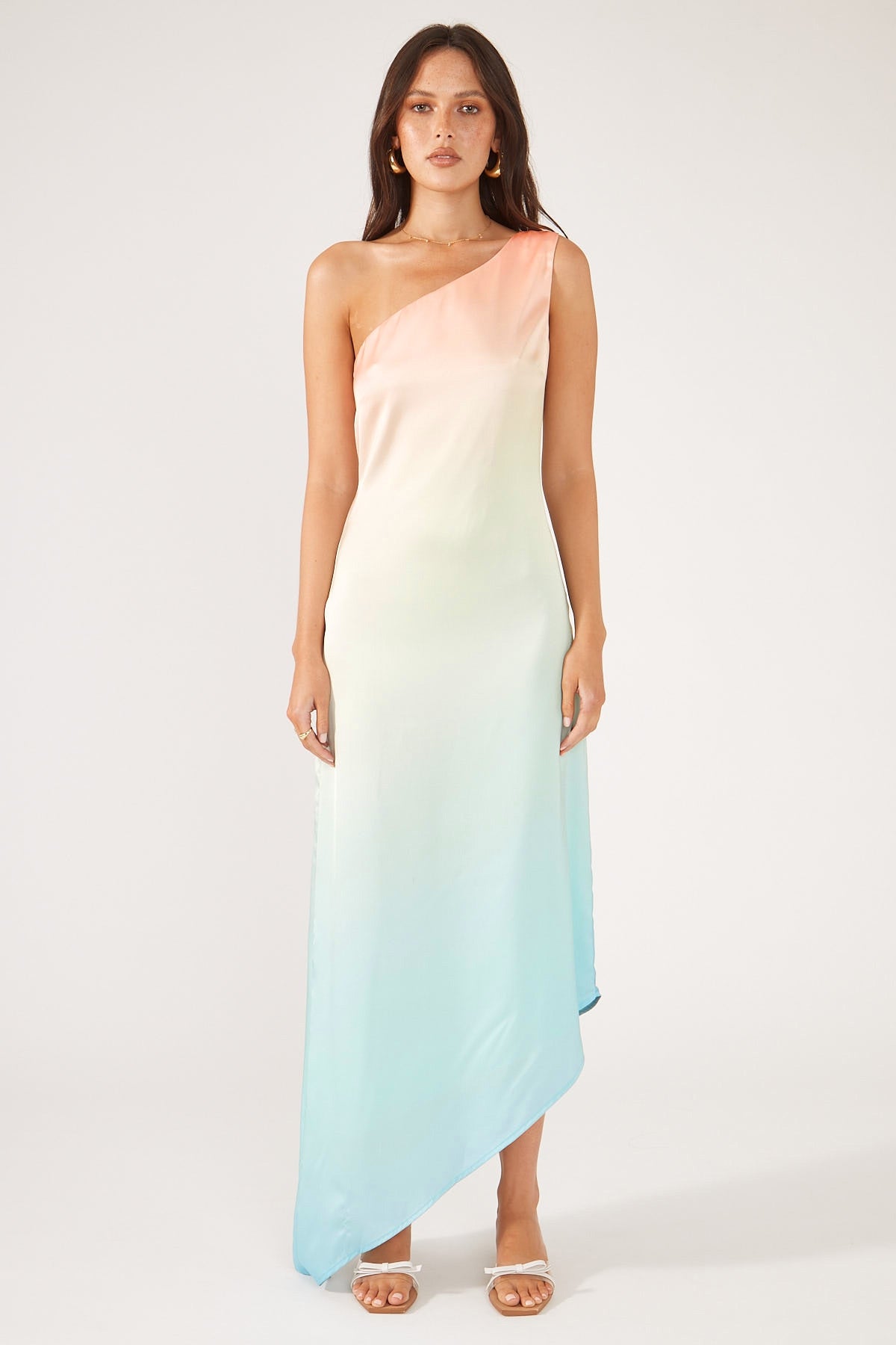Perfect Stranger TRAMONTO ONE SHOULDER SATIN MIDI DRESS Multi
