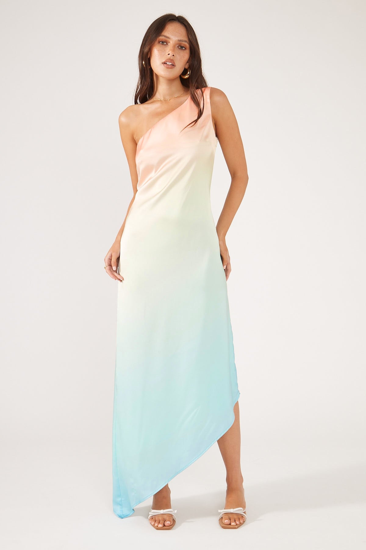 Perfect Stranger TRAMONTO ONE SHOULDER SATIN MIDI DRESS Multi