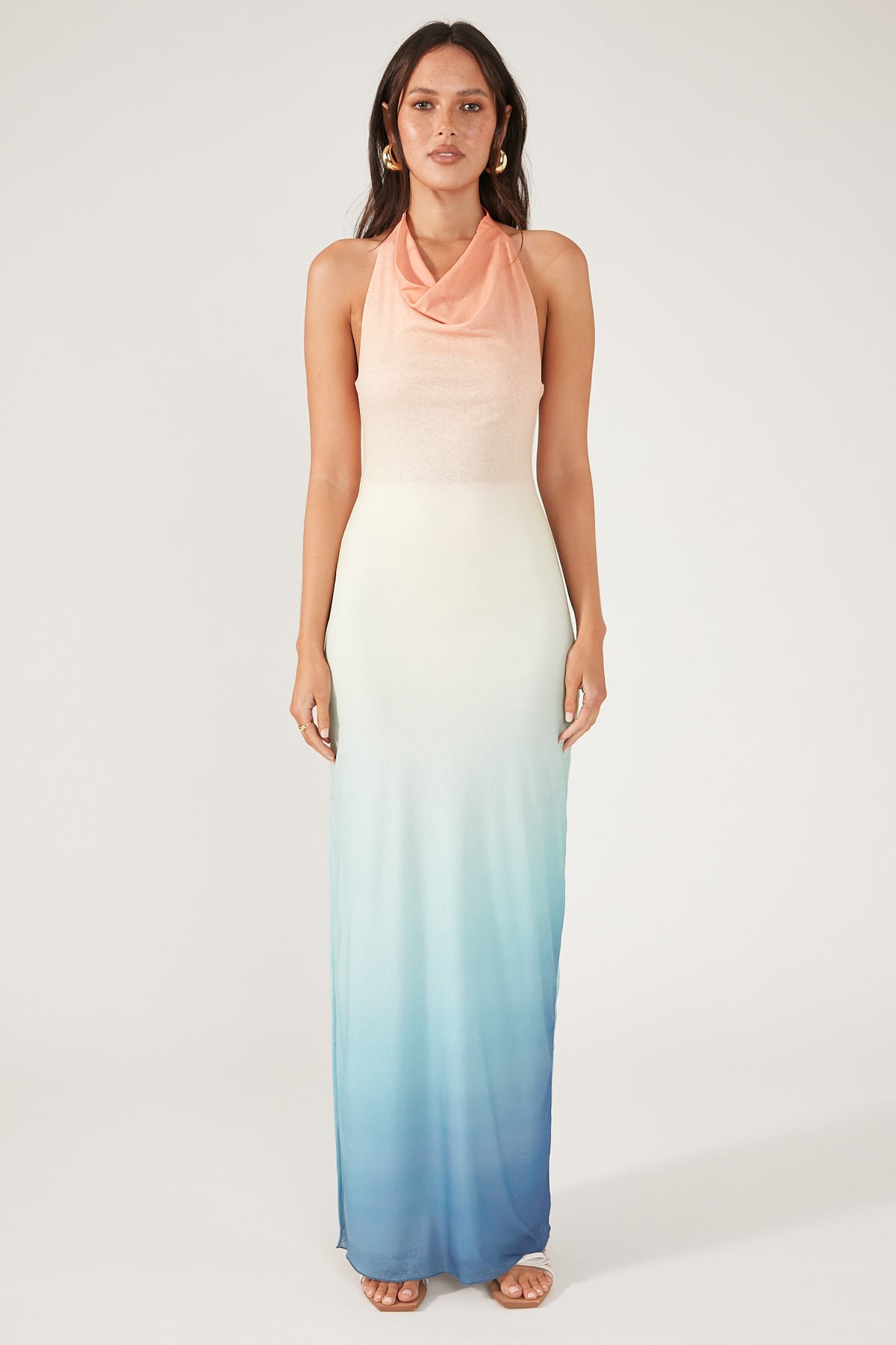 Perfect Stranger Tramonto Halter Maxi Dress Multi