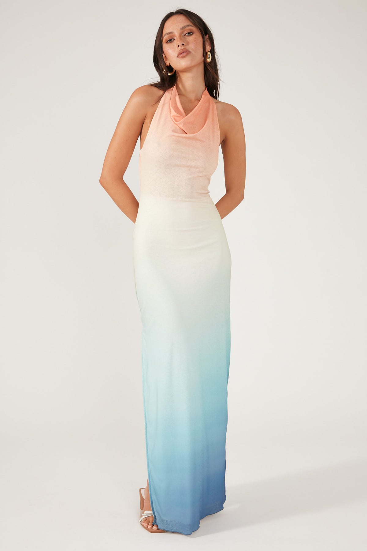 Perfect Stranger Tramonto Halter Maxi Dress Multi