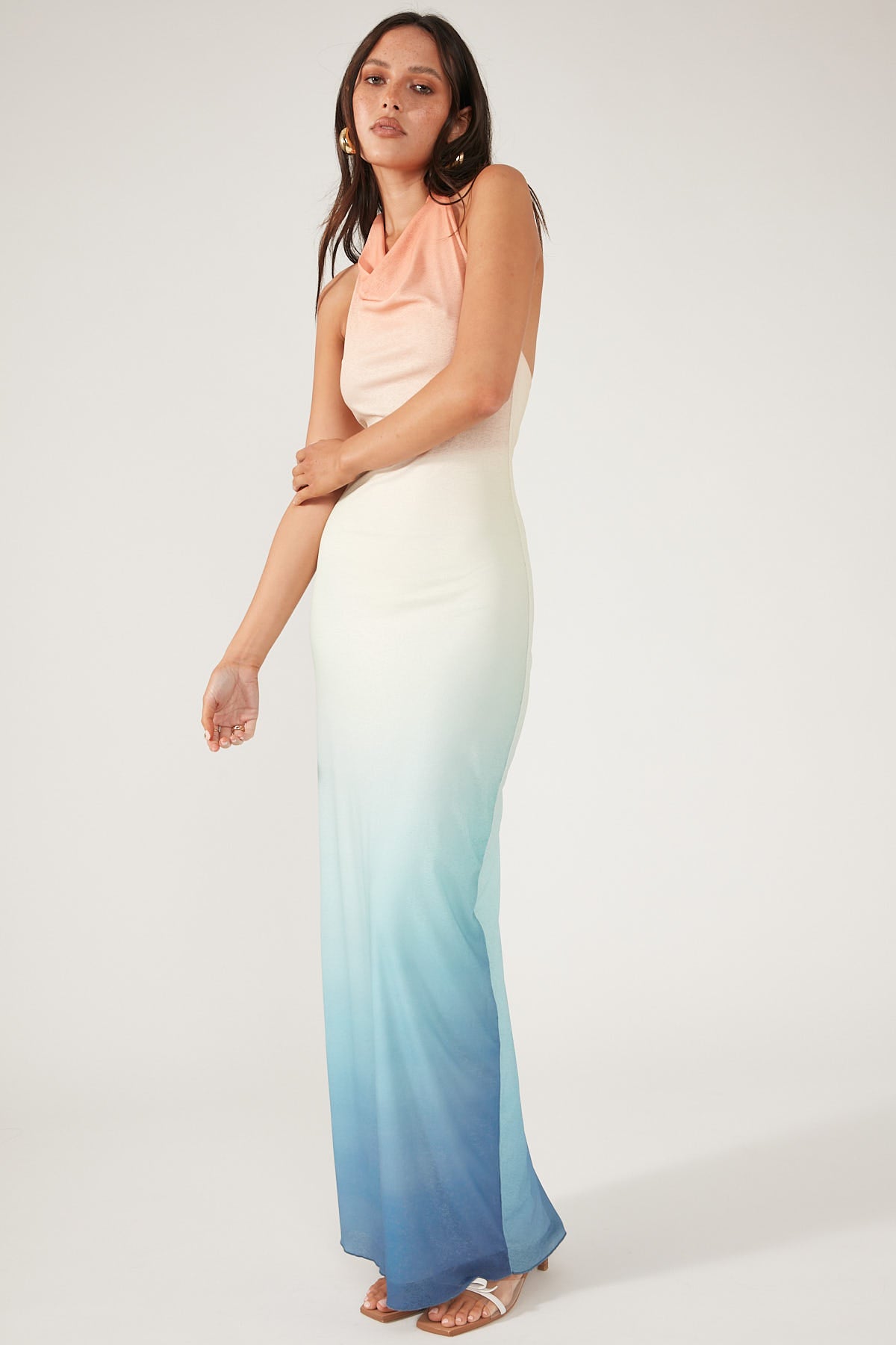 Perfect Stranger Tramonto Halter Maxi Dress Multi