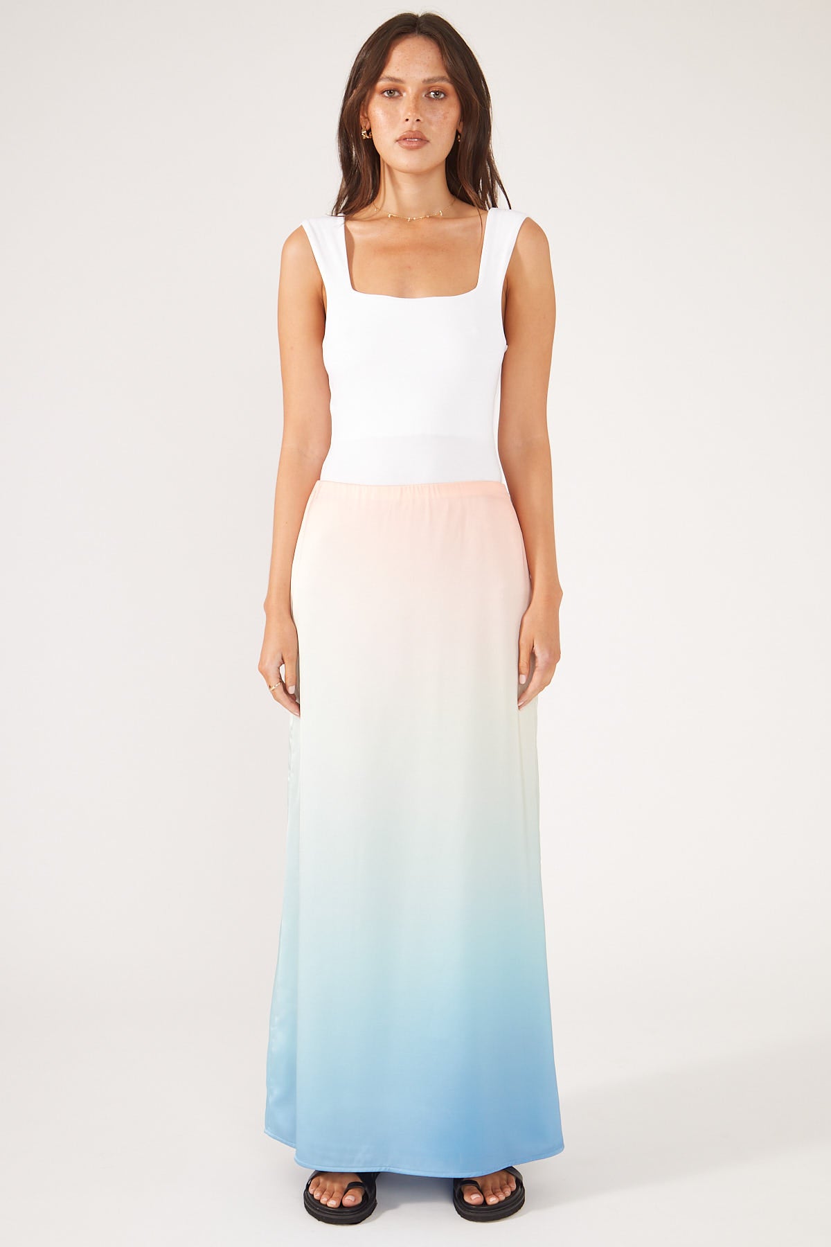 Perfect Stranger TRAMONTO SATIN MIDI SKIRT Multi Colour