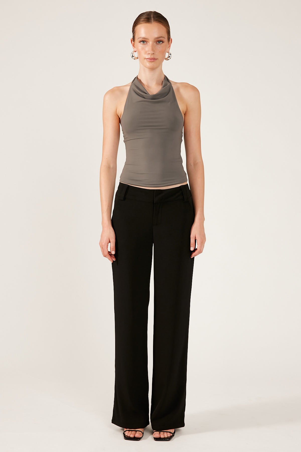 Perfect Stranger Gemma Halter Neck Top Charcoal