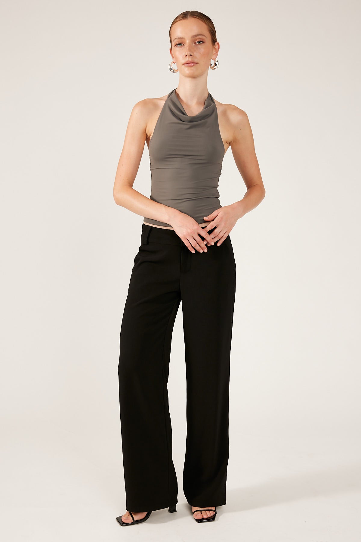 Perfect Stranger Gemma Halter Neck Top Charcoal