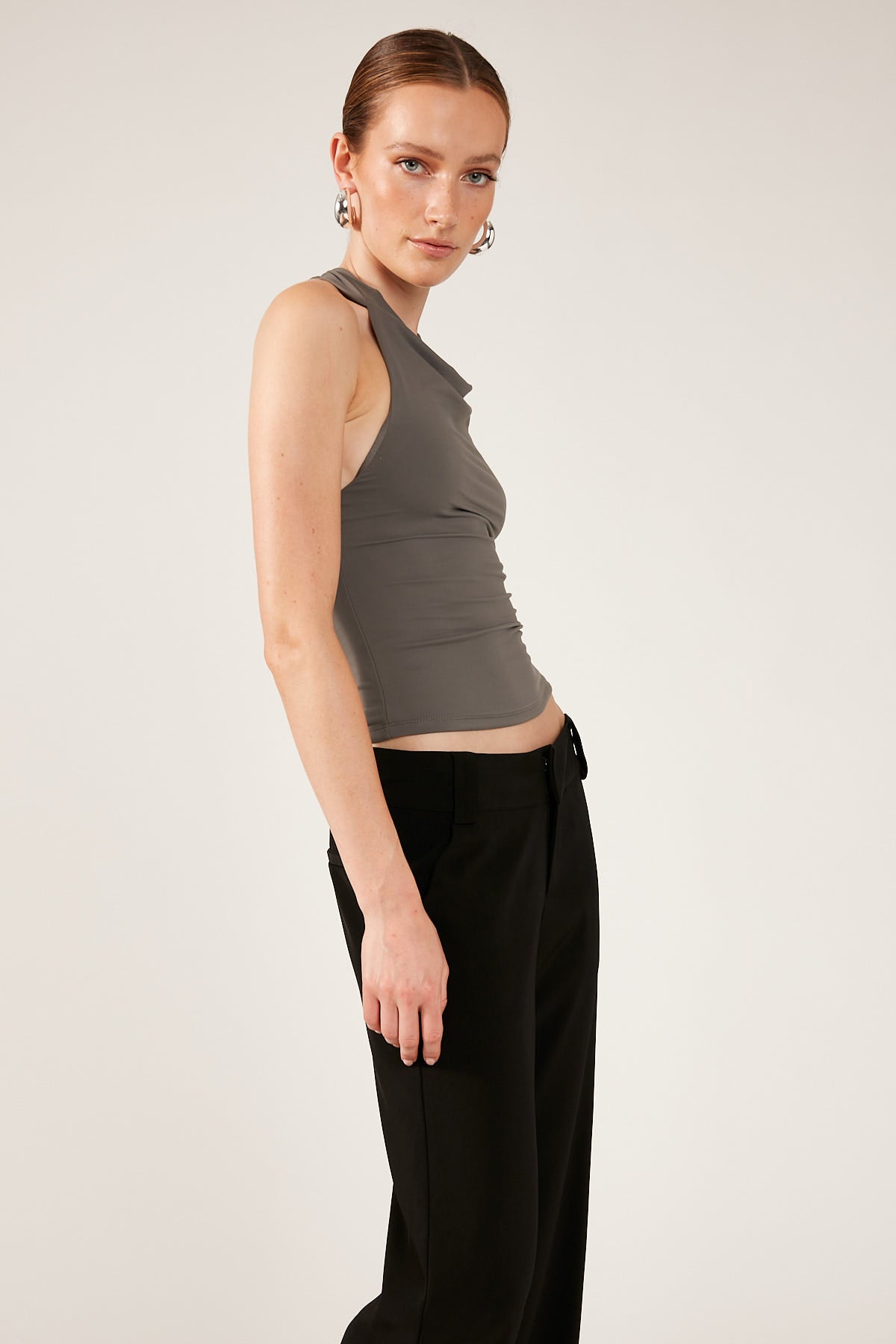 Perfect Stranger Gemma Halter Neck Top Charcoal