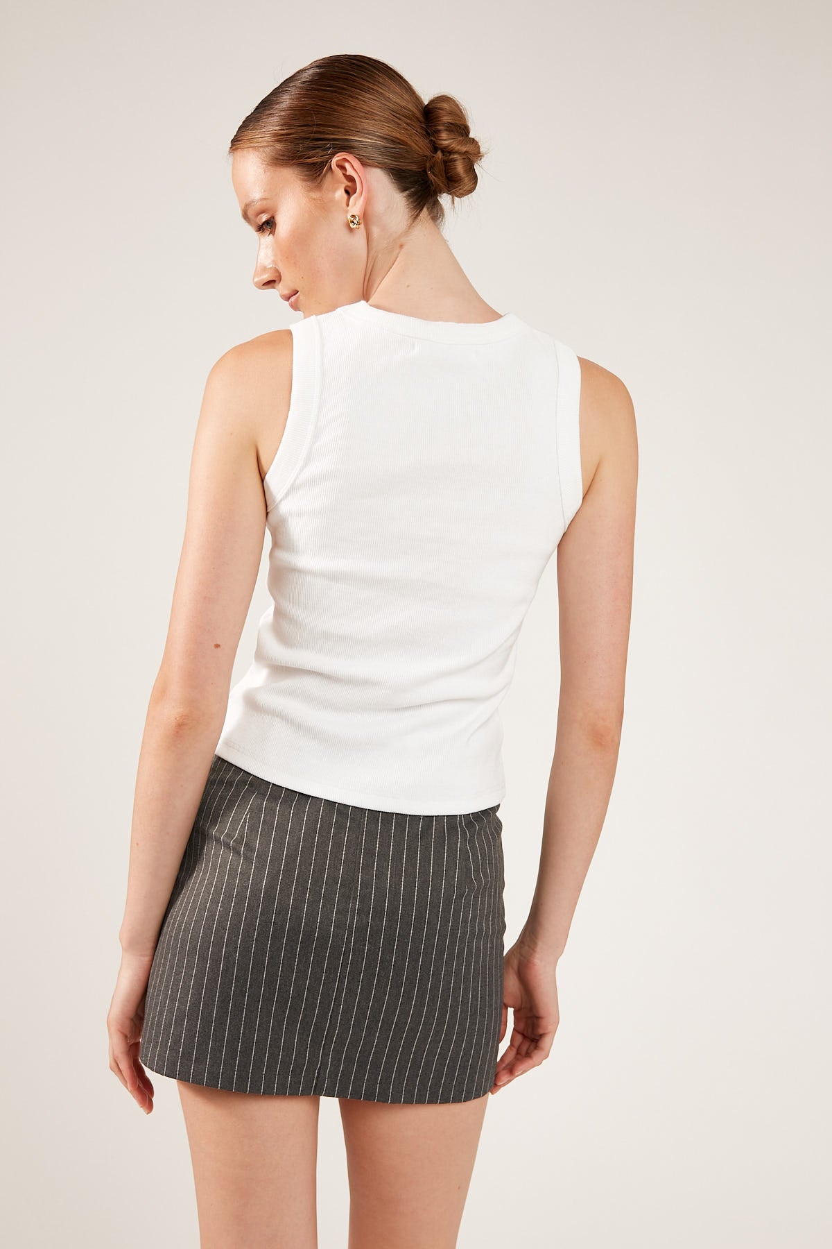 Perfect Stranger MY STAPLE RIBBED TANK White