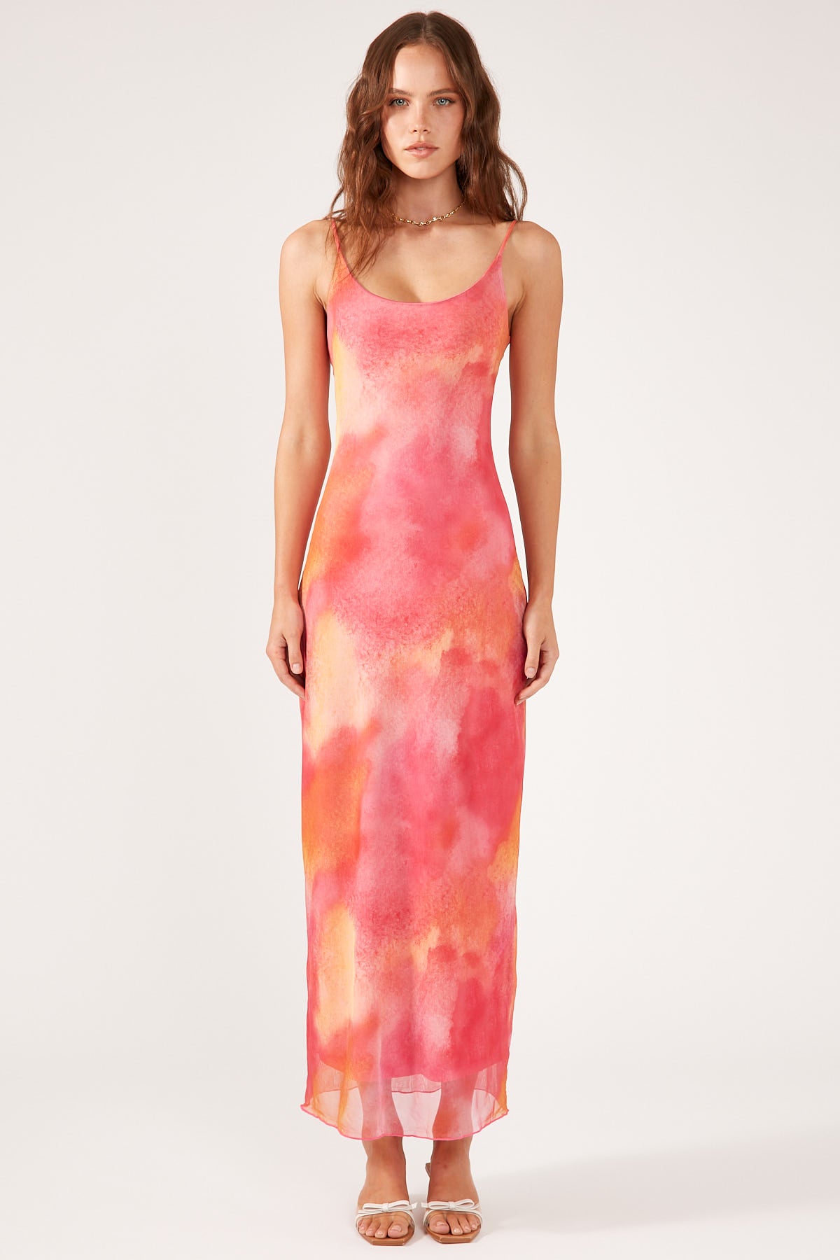 Perfect Stranger ROMANTIC HAZE RECYCLED MIDI DRESS Pink Print
