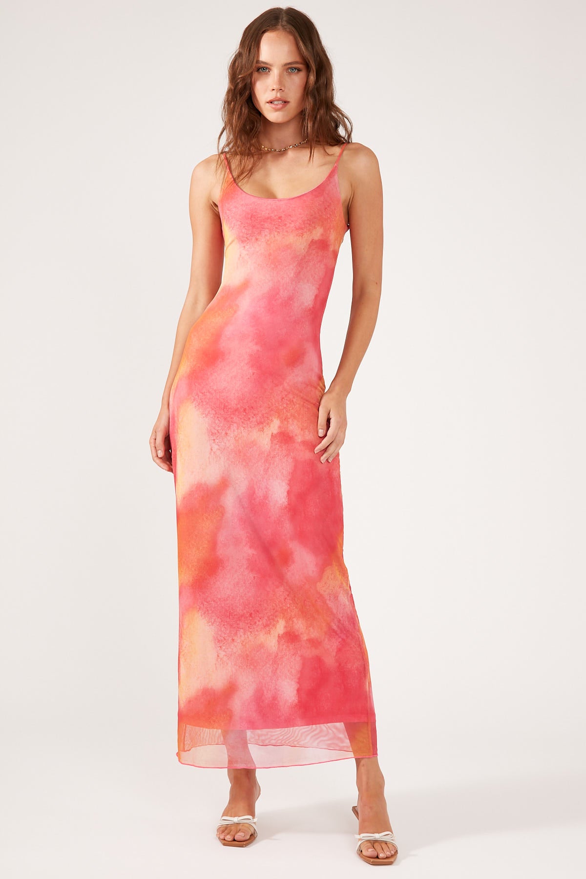 Perfect Stranger ROMANTIC HAZE RECYCLED MIDI DRESS Pink Print