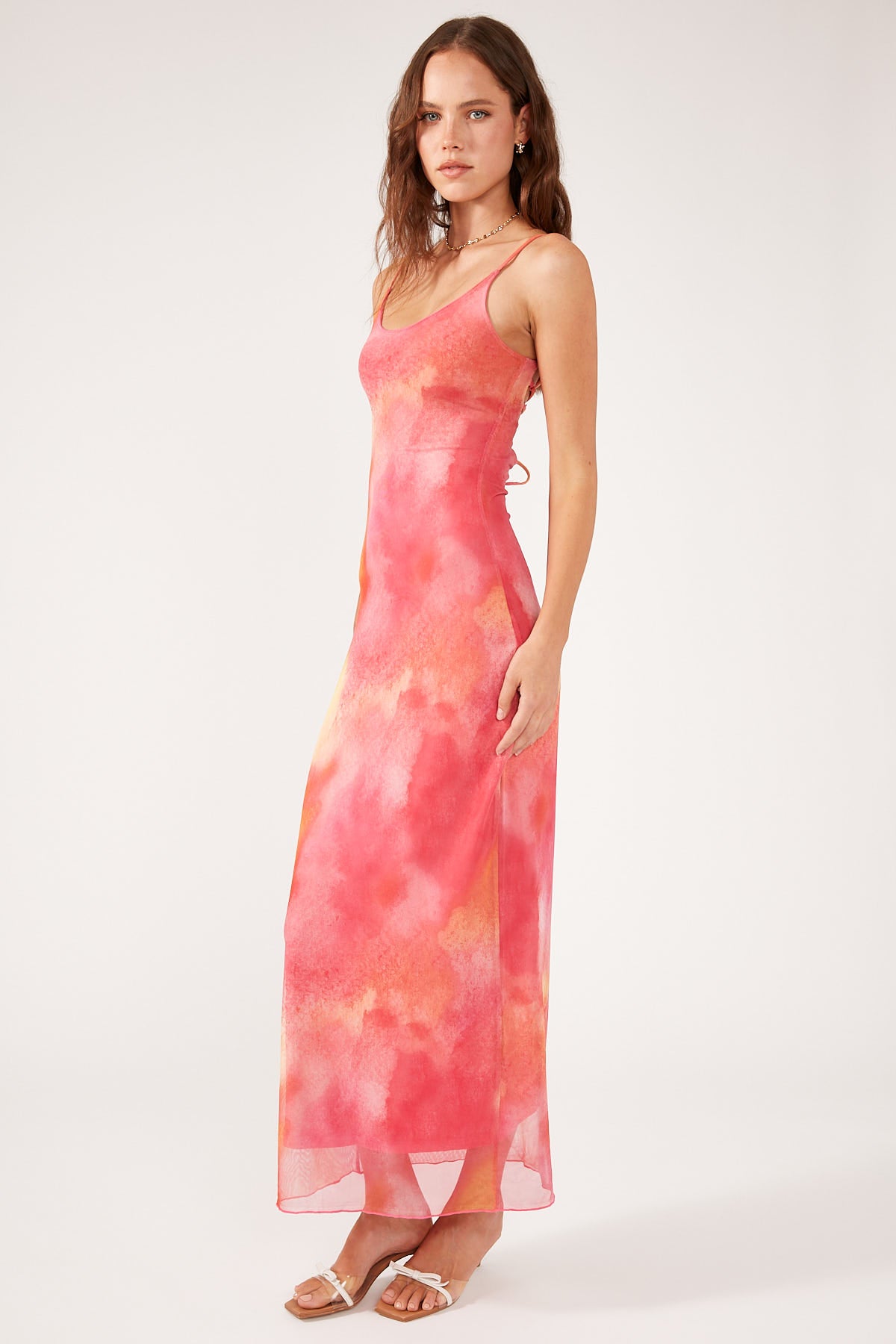 Perfect Stranger ROMANTIC HAZE RECYCLED MIDI DRESS Pink Print