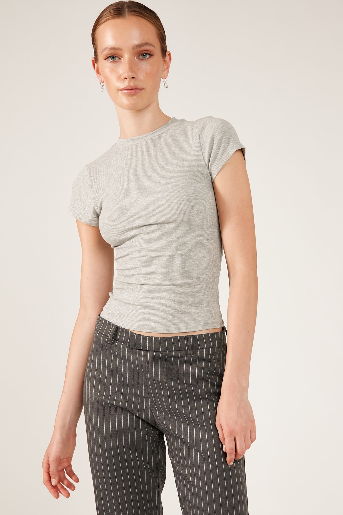 Perfect Stranger Cap Sleeve Tee Grey Marle