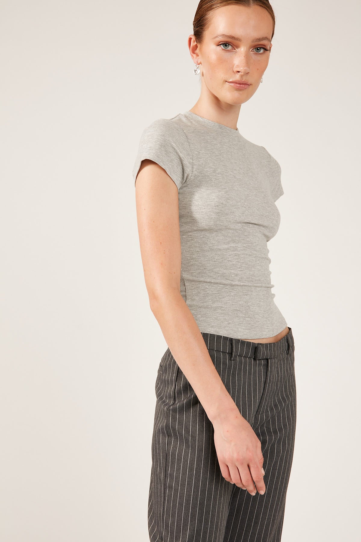 Perfect Stranger Cap Sleeve Tee Grey Marle