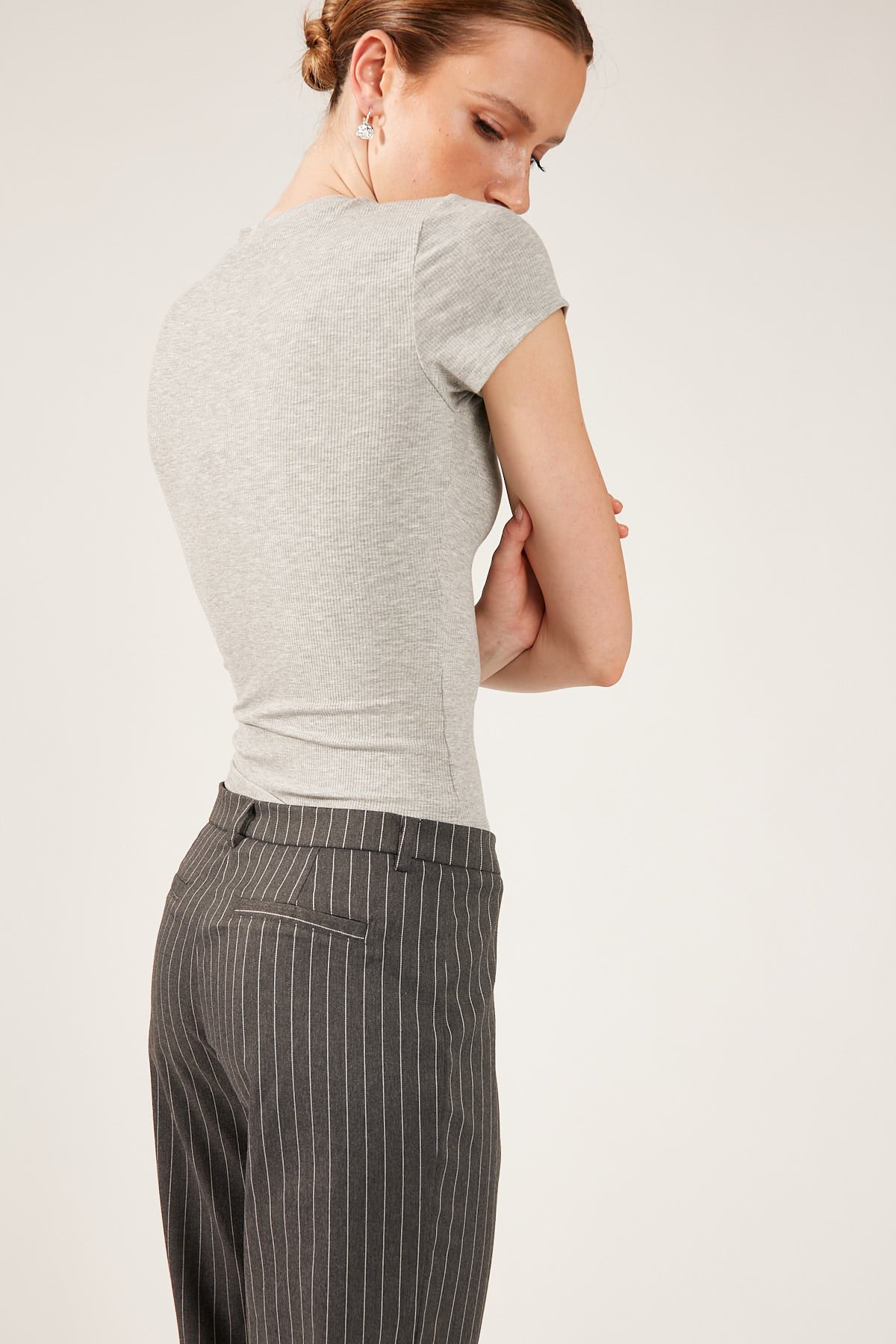 Perfect Stranger Cap Sleeve Tee Grey Marle