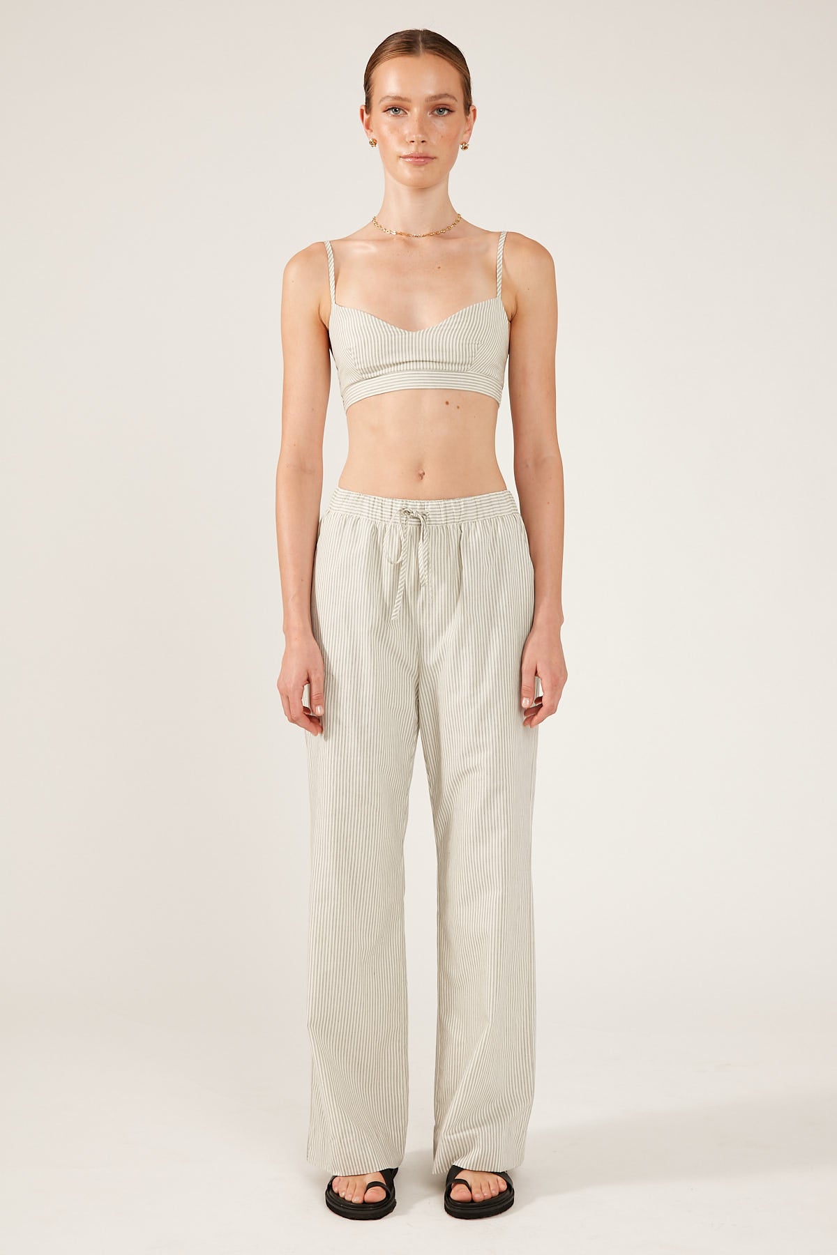 Perfect Stranger Palais Stripe Drawcord Pant White Stripe