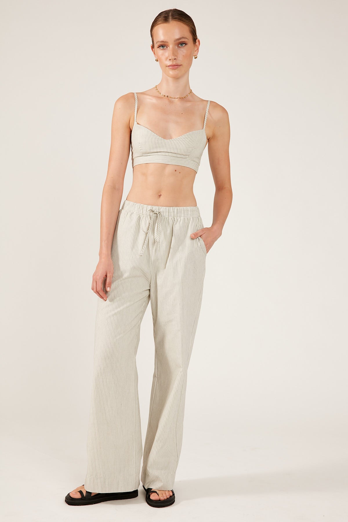Perfect Stranger Palais Stripe Drawcord Pant White Stripe