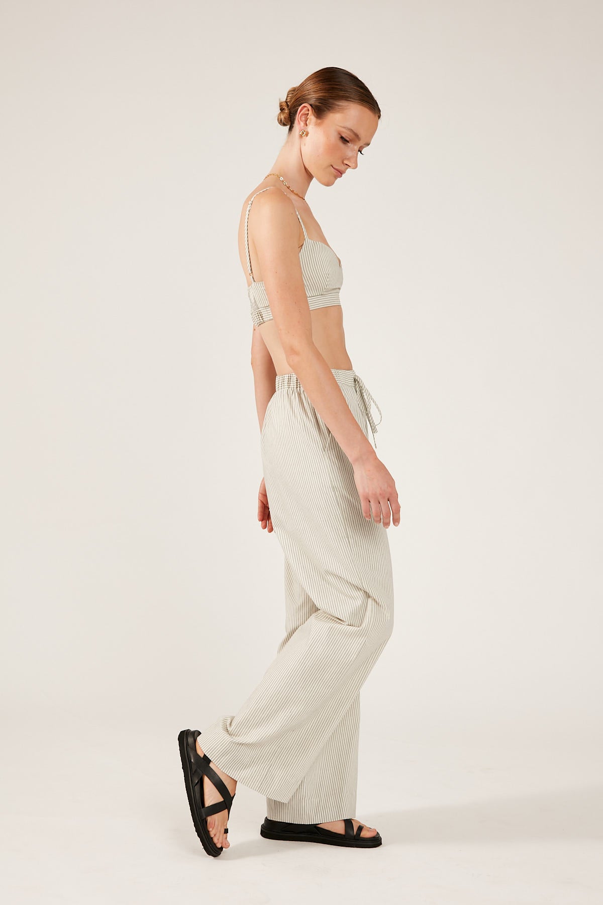 Perfect Stranger Palais Stripe Drawcord Pant White Stripe